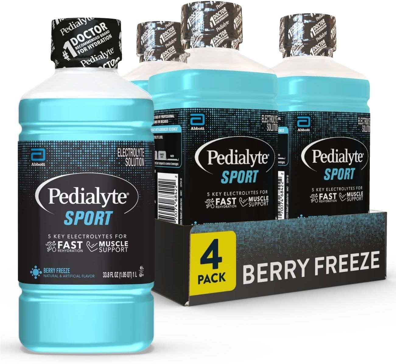 Pedialyte Sport Electrolyte Drink, Fast Hydration 33.8 Fl Oz (Pack of 4)