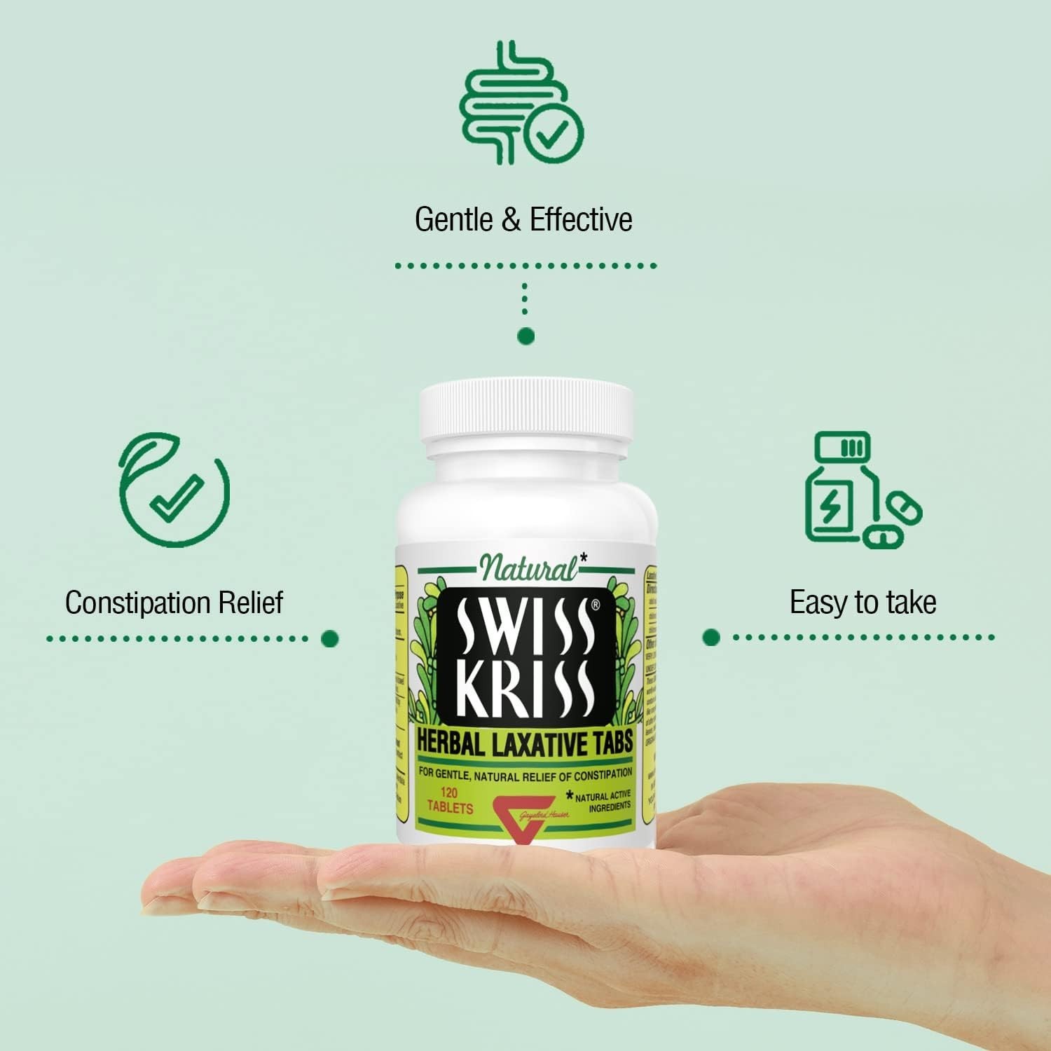 Swiss Kriss Herbal Tabs – 240 Count, Two-Pack for Digestive Health