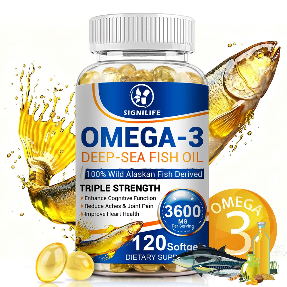 3x Strength EPA & DHA Omega 3 Fish Oil 3600mg, Highest Potency, 120 Softgels
