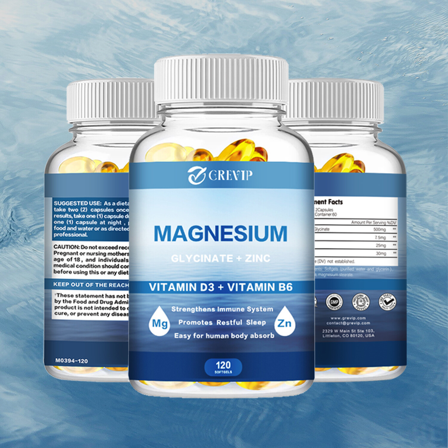 120pcs Magnesium Glycinate + Zinc – High Absorption, Improved Sleep, Bone Health