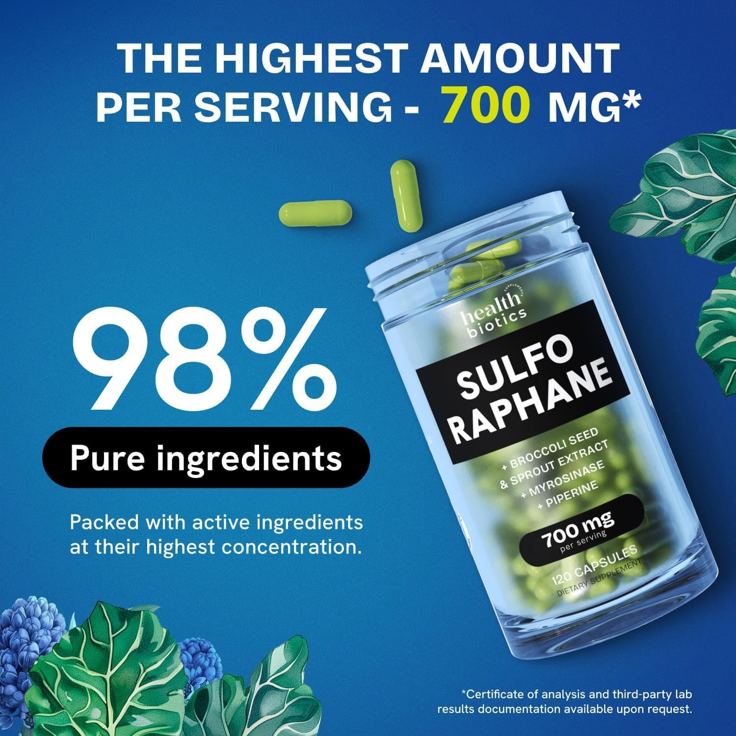 Healthbiotics Sulforaphane Supplement Organic Broccoli Sprouts Stabilized