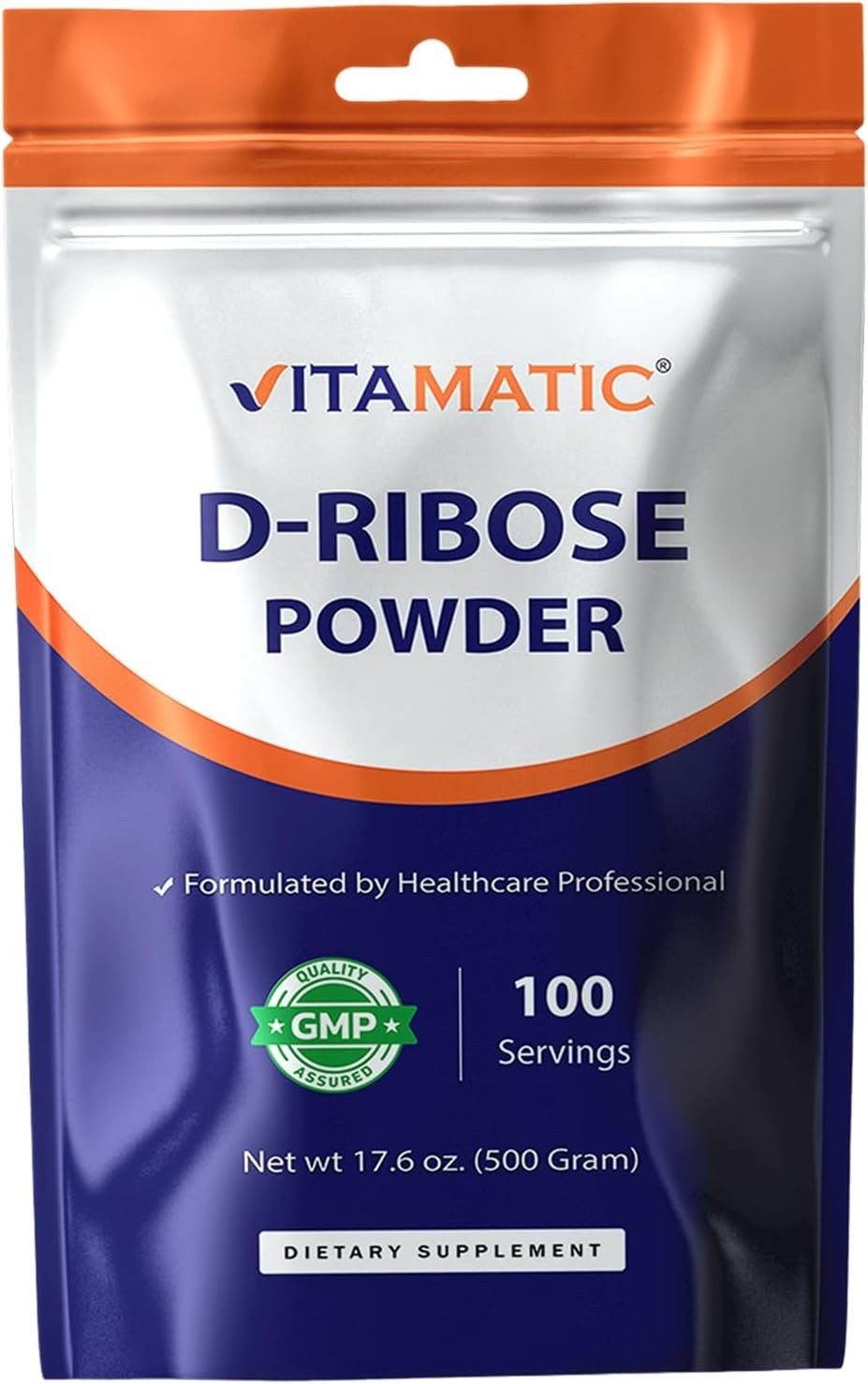 Vitamatic D-Ribose Powder 500g – 17.6 OZ (500 Gram) | Pure & Unflavored