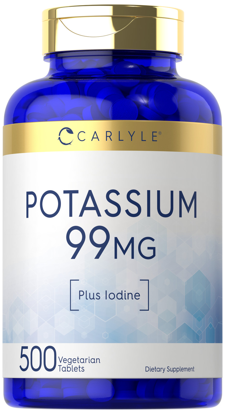 Potassium 99mg | Plus Iodine | 500 Vegetarian Tablets | Non-GMO | by Carlyle