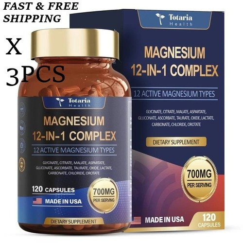 Totaria Health Magnesium 12-in-1 Complex – 700mg | 120 Capsules | Vegan, Non-GMO