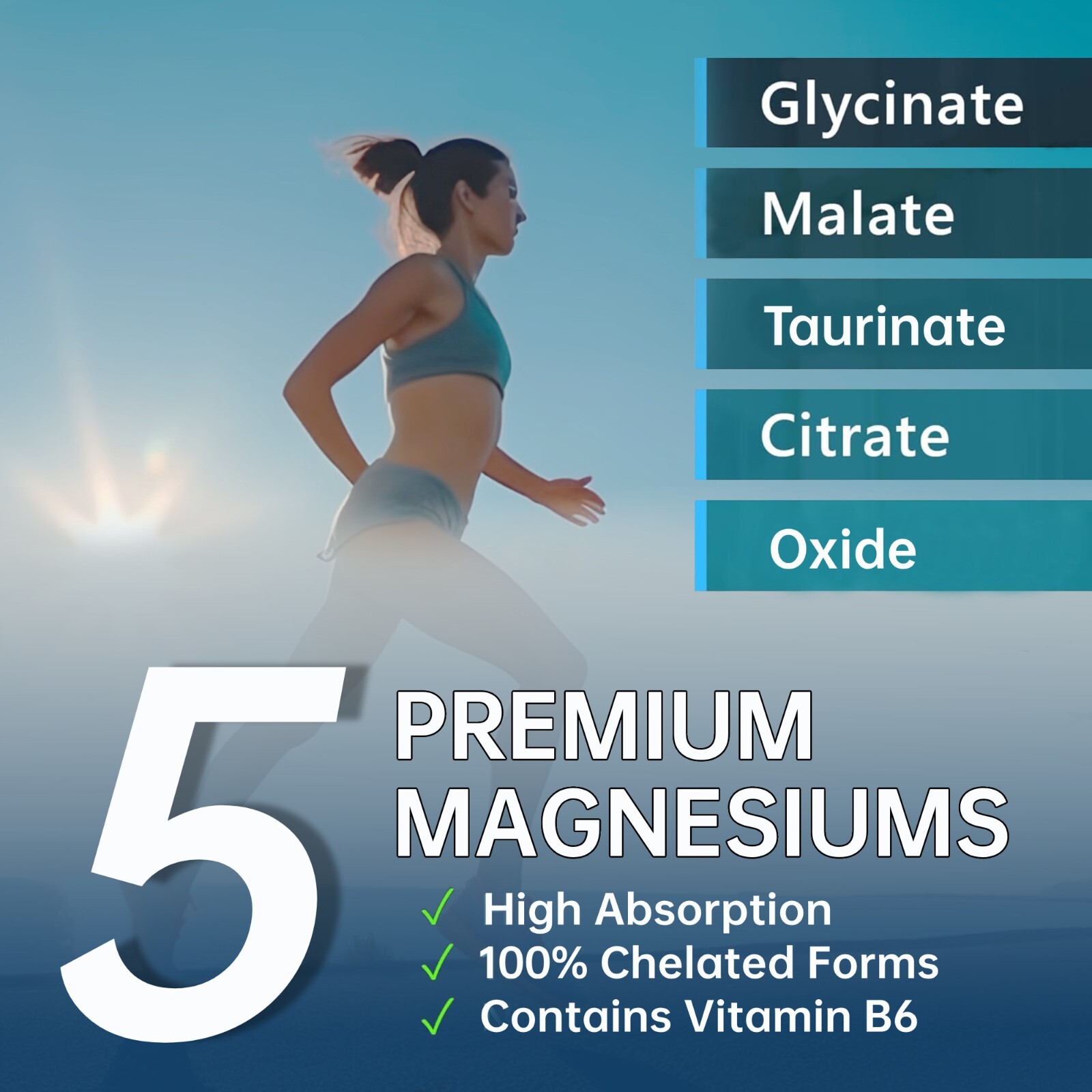 420mg 5-in-1 Magnesium Complex Supplement for Energy, Sleep & Bone Health