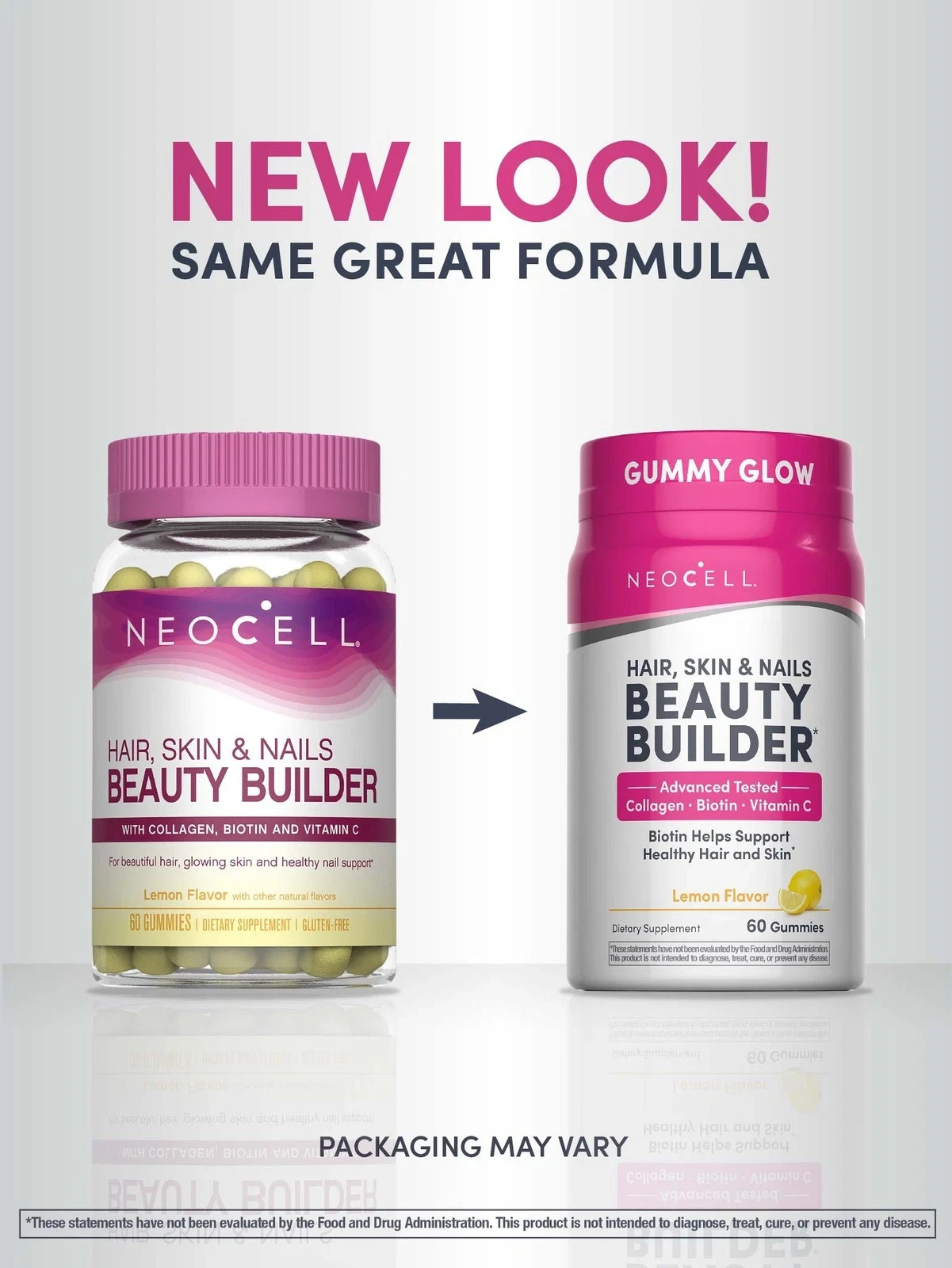 NeoCell Beauty Builder Collagen & Biotin Lemon Gummies 60 Count Pack of 2