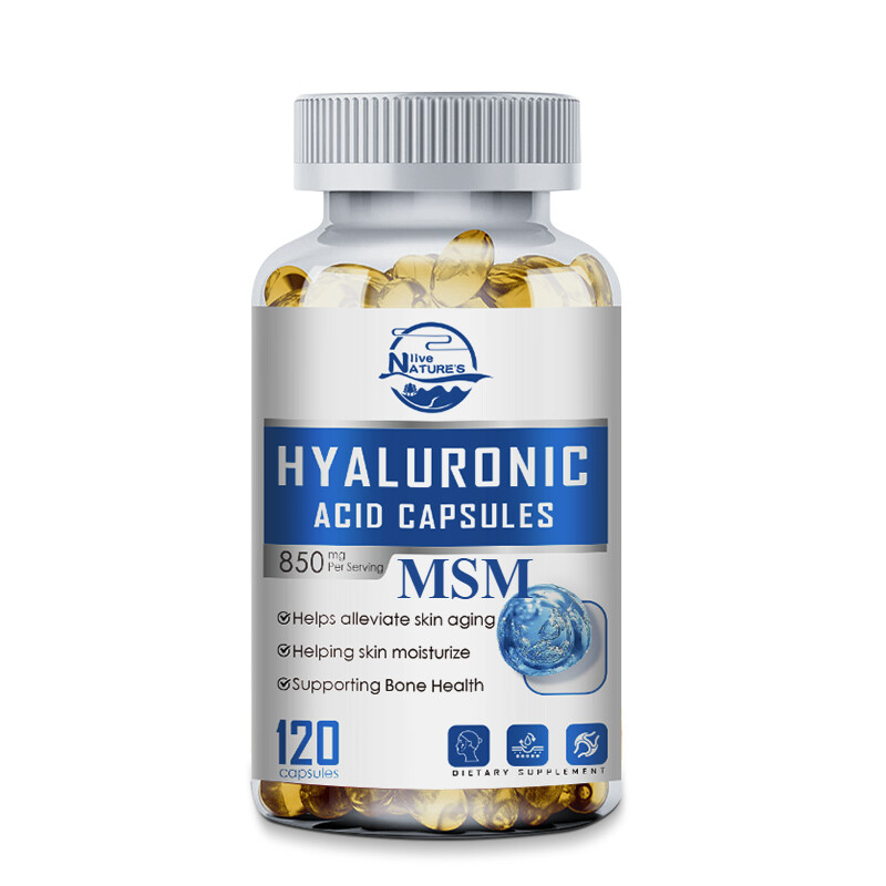 Hyaluronic Acid 850mg 120 Capsules w/ Vitamin C & E for Joint and Skin Health