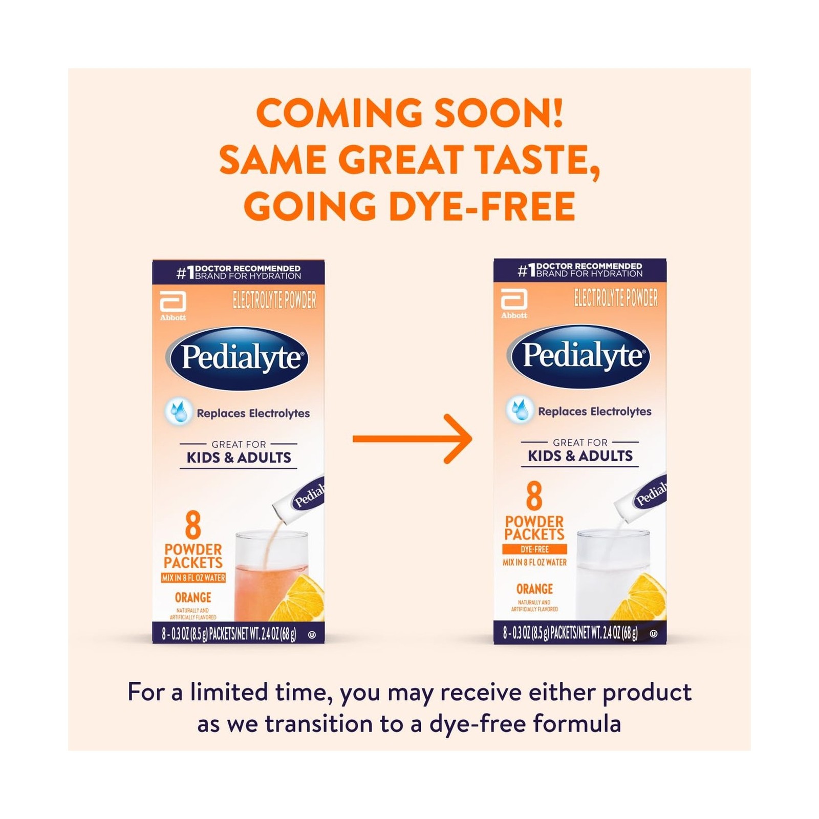 Pedialyte Electrolyte Powder, Hydration Drink for Kids & Adults, Orange, 100 …