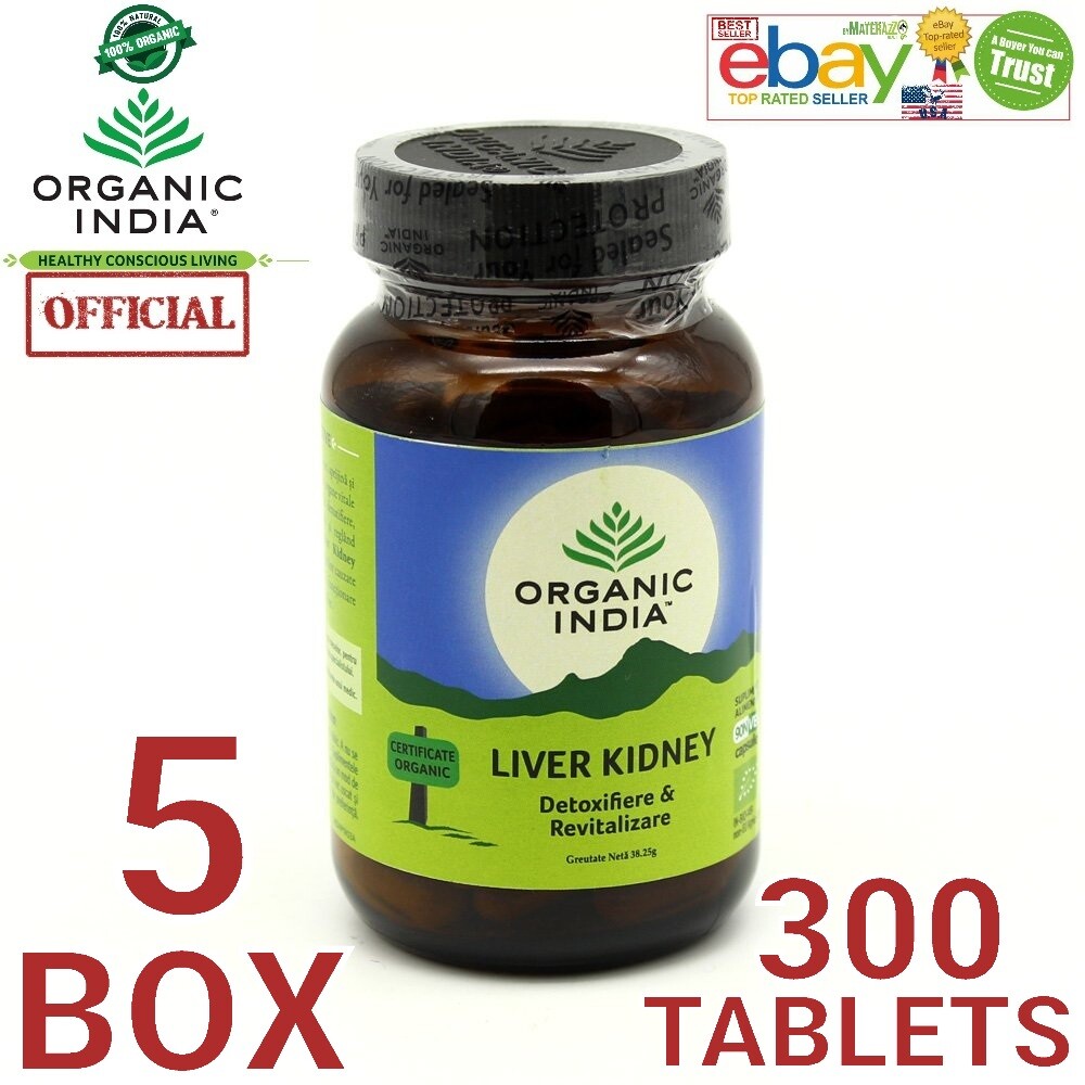 ORGANIC INDIA Liver Kidney Exp.2025 OFFICIALLY USA 5 BOX 300 CAPS Care Health