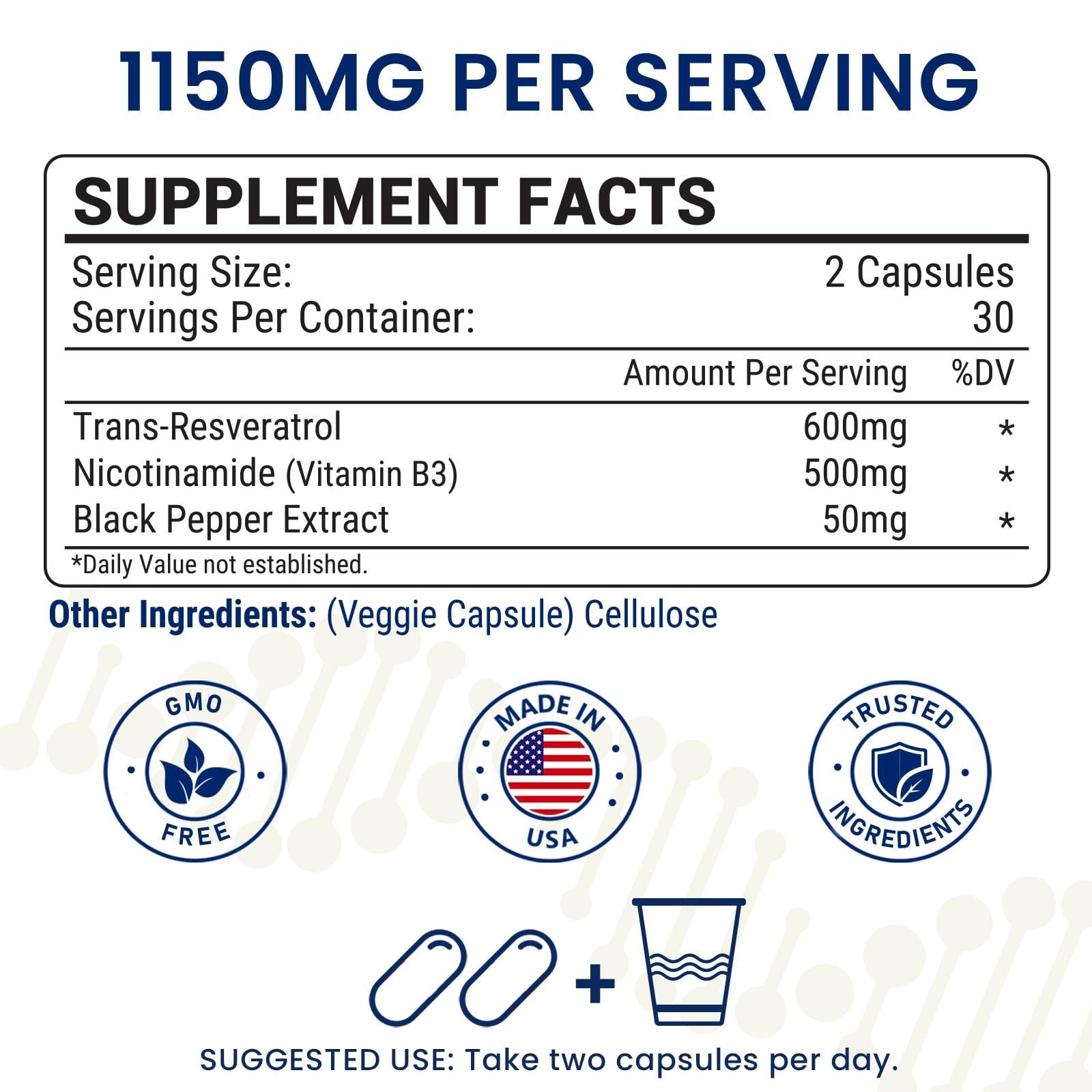 NMN Complex 1150mg – Fast-Acting Antioxidant for Energy, Skin, Anti-Aging – 60 C