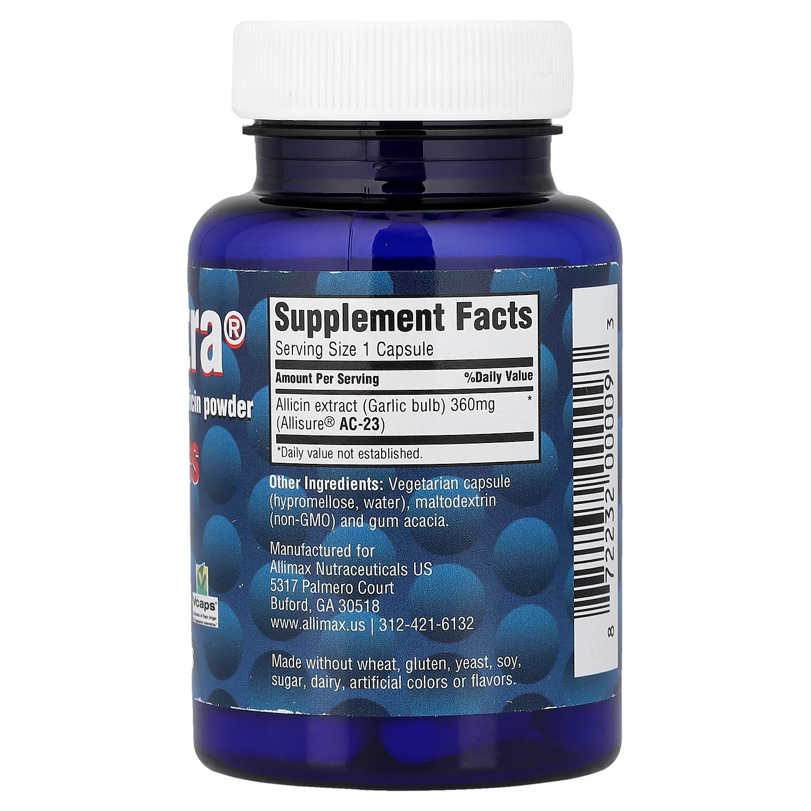 Allimax AlliUltra Capsules 360 mg 30 Capsules Chemical-Free, Dairy-Free, No