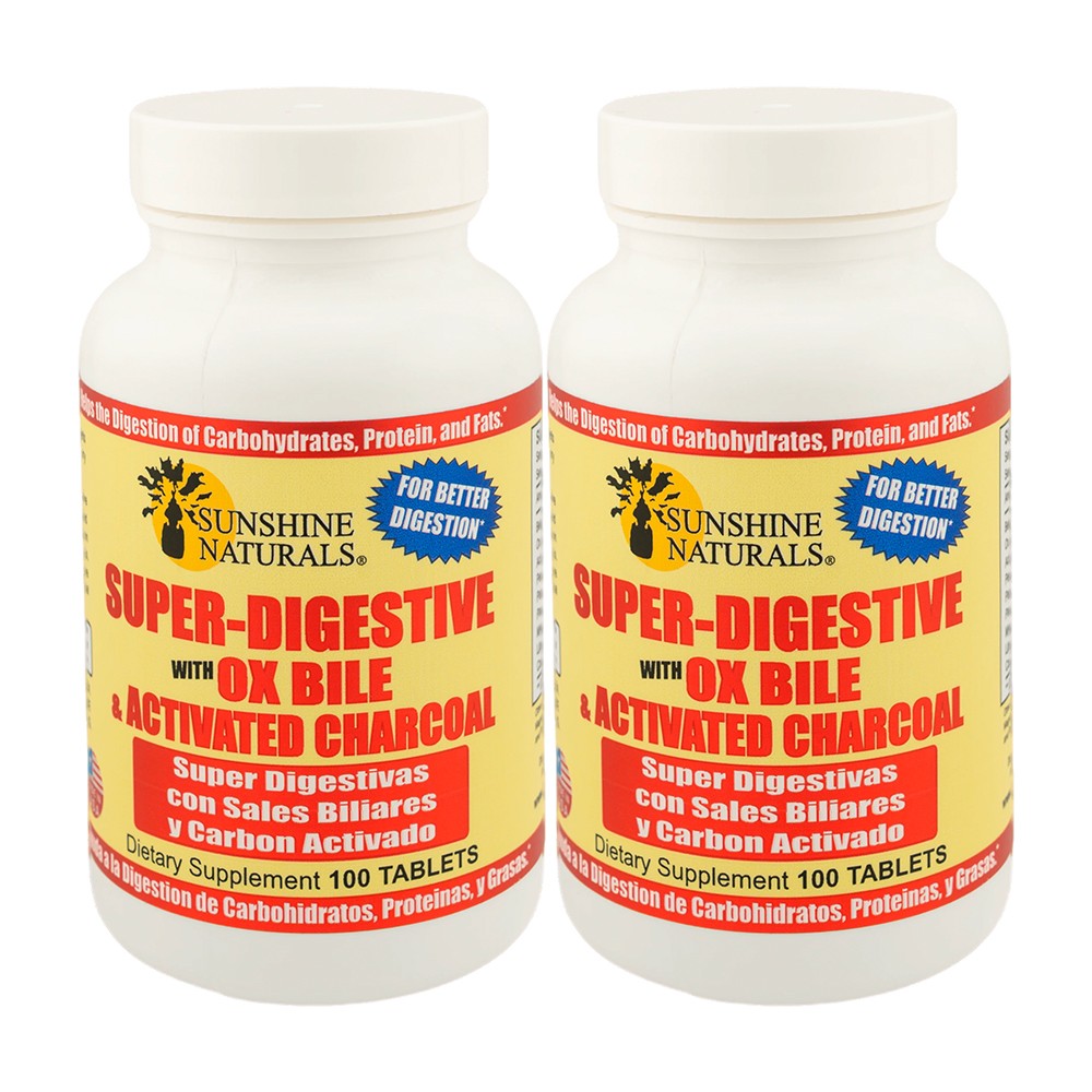 Sunshine Naturals Super Digestive, Activated Charcoal, 100 Tablets, Pack of 2