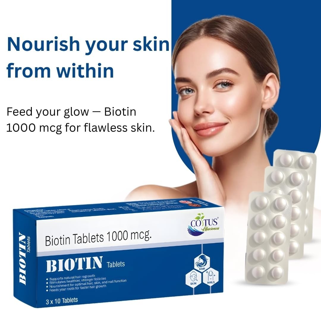5 Pack Coi.tus Biotin 1000mcg Hair Skin Nails 30 Tablets