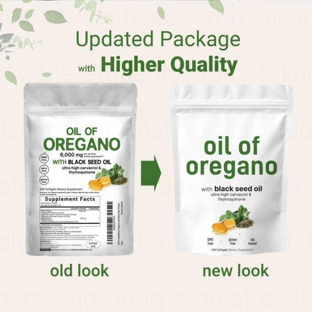 3 Pack Oil of Oregano & Black Seed Softgels Count with Carvacrol,Immune Support