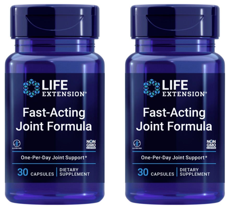 2 PACK Life Extension Fast Acting Joint Formula One per Day Support 30 Capsules