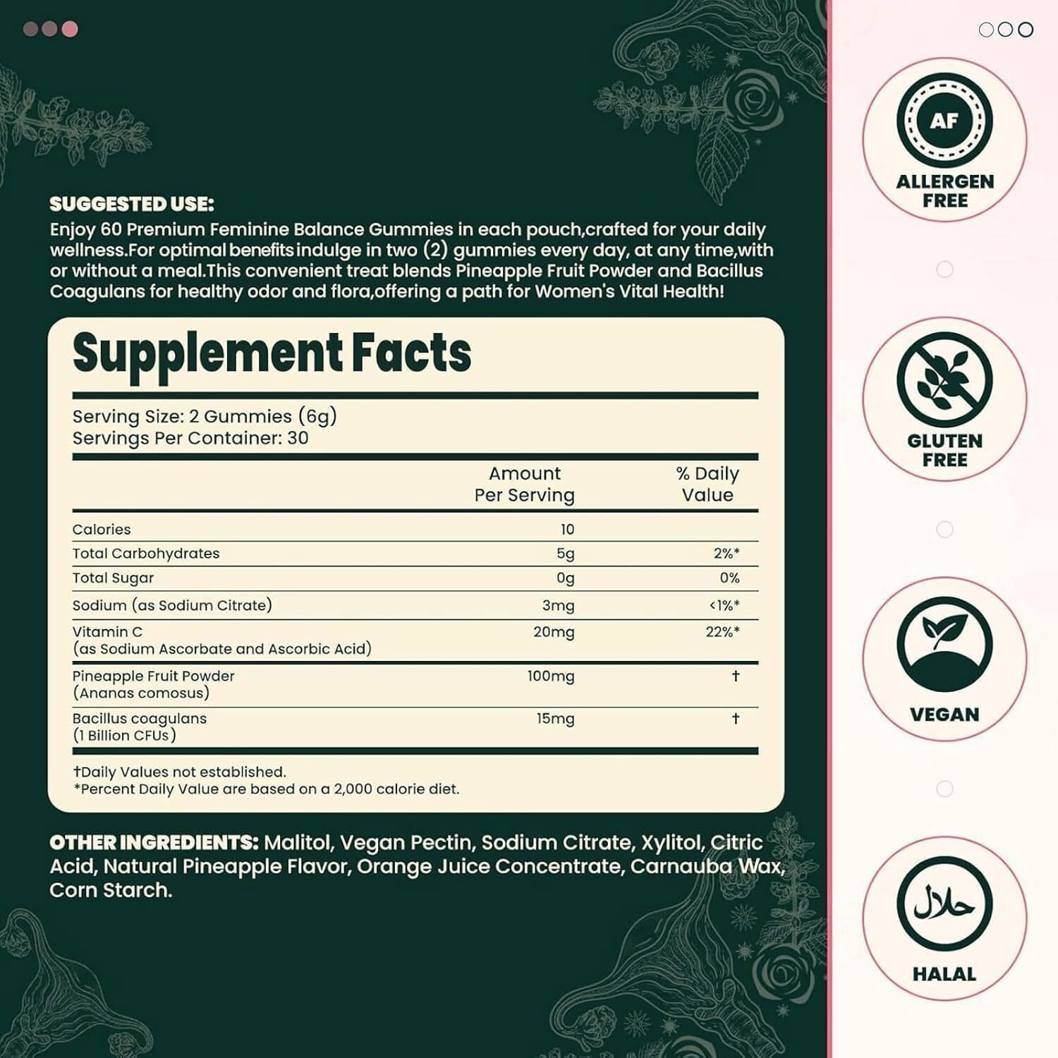 Vital Source Feminine Balance Gummies Hawaiian Pineapple Buy 2 Get 1 Free(ADD 3-