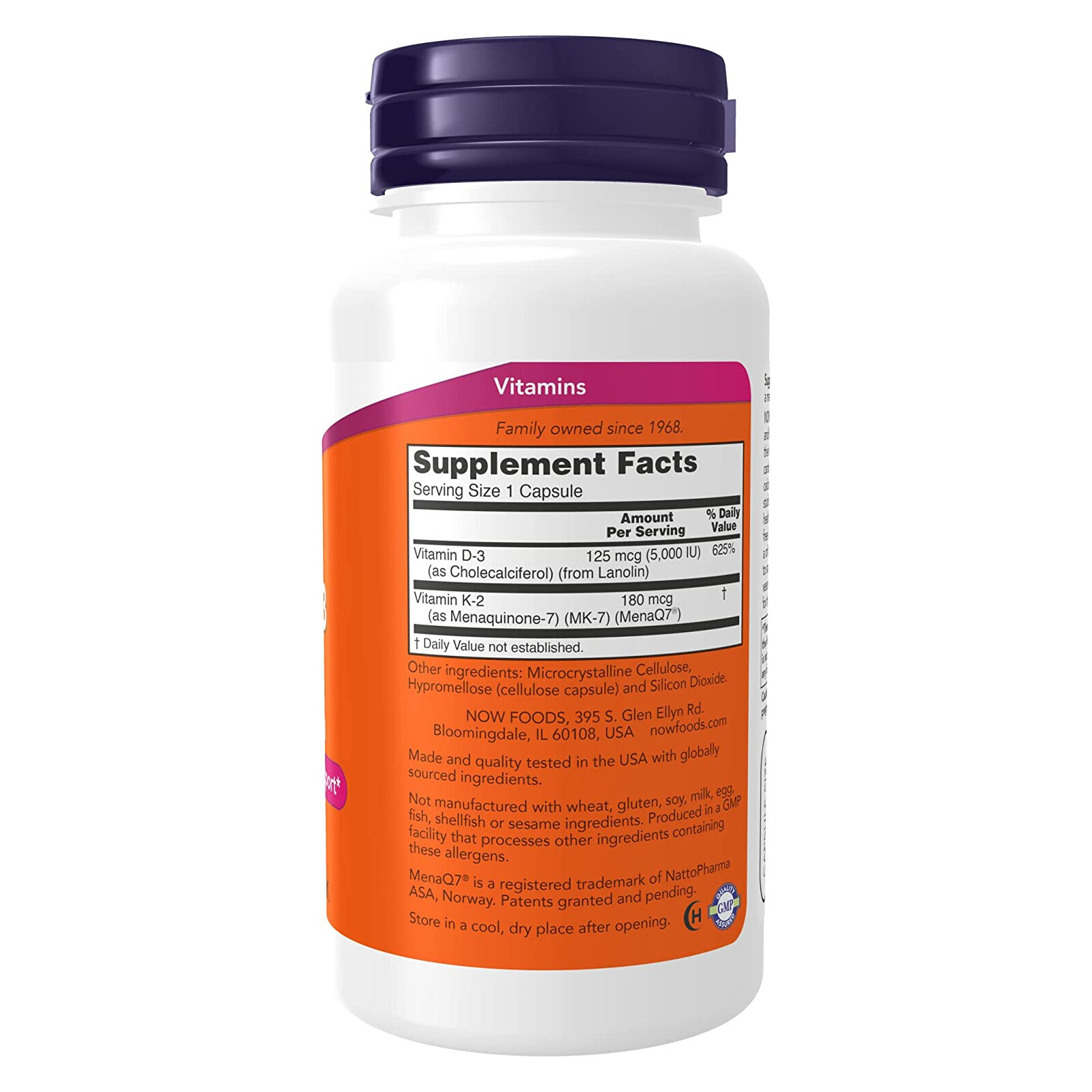 NOW FOODS Mega D-3 & MK-7 – 120 Veg Capsules