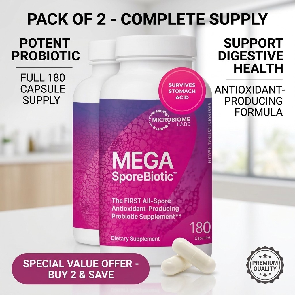 (Lot of 2) Microbiome Labs MegaSporeBiotic (360 Capsules) – Probiotic 7/27 Exp.