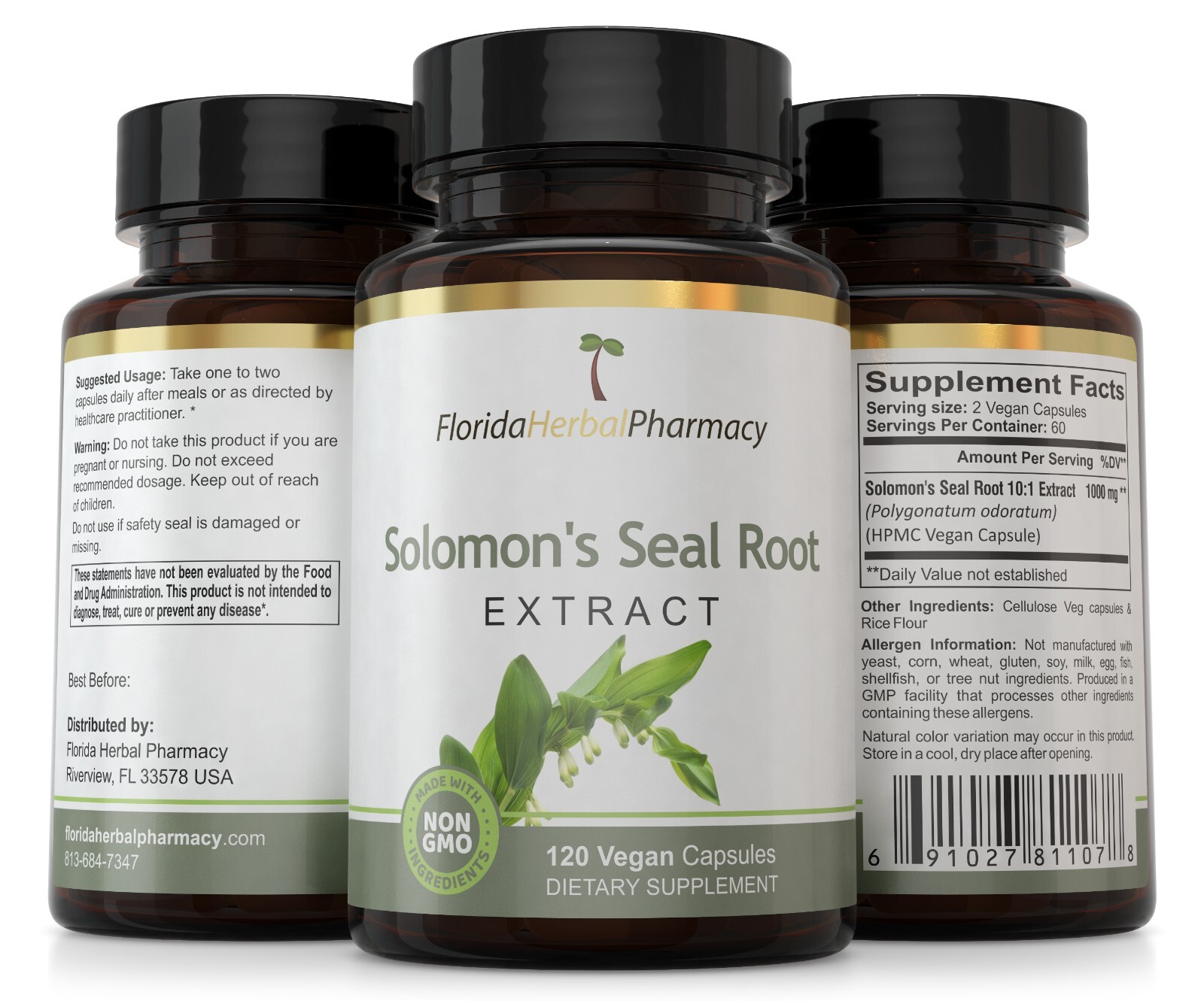 Solomon’s Seal Extract Capsules 10:1 (120 Capsules) 500 mg per Capsule