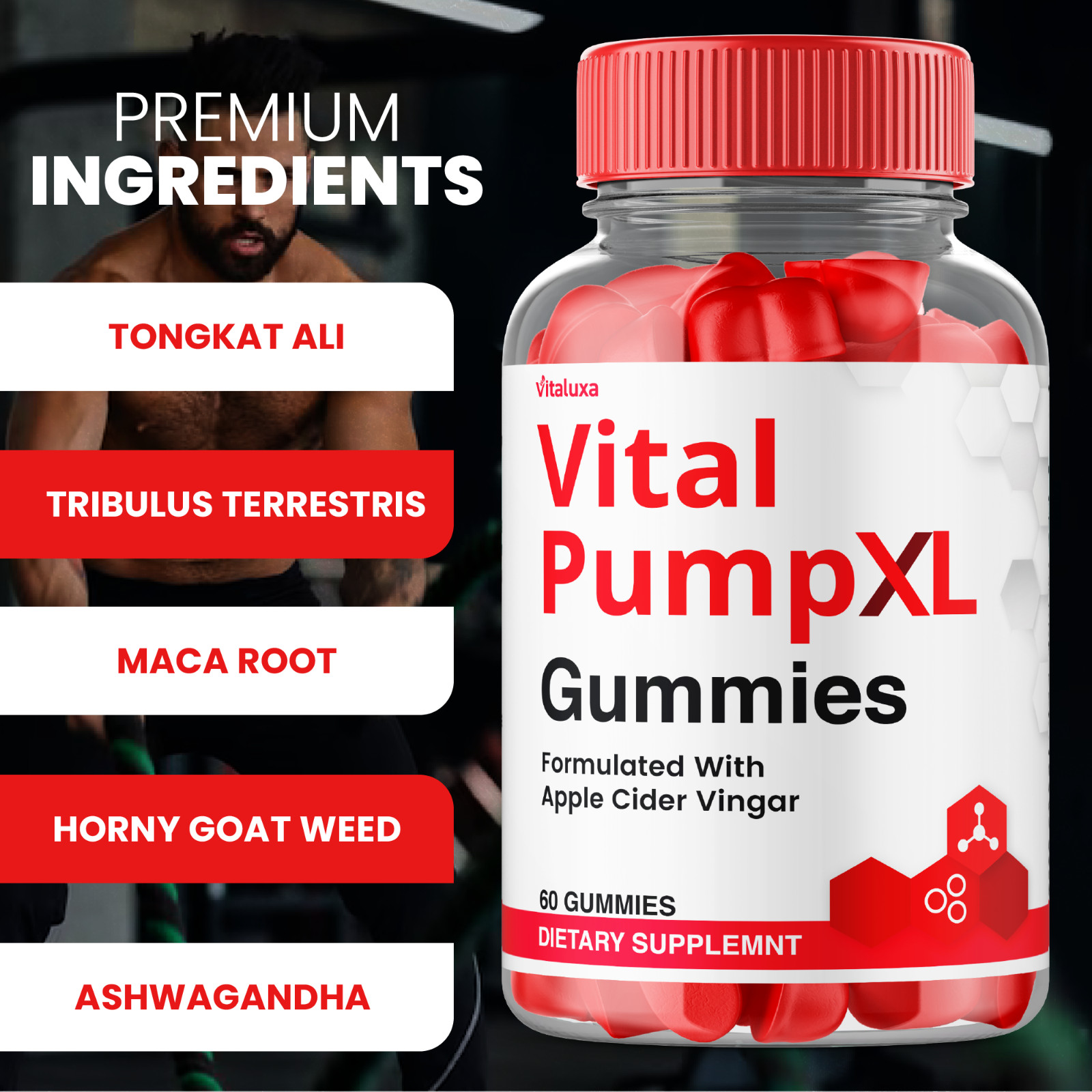 (2 Pack) Vital Pump XL Gummies for Men Max Strength, VitalPump XL (120 Gummies)