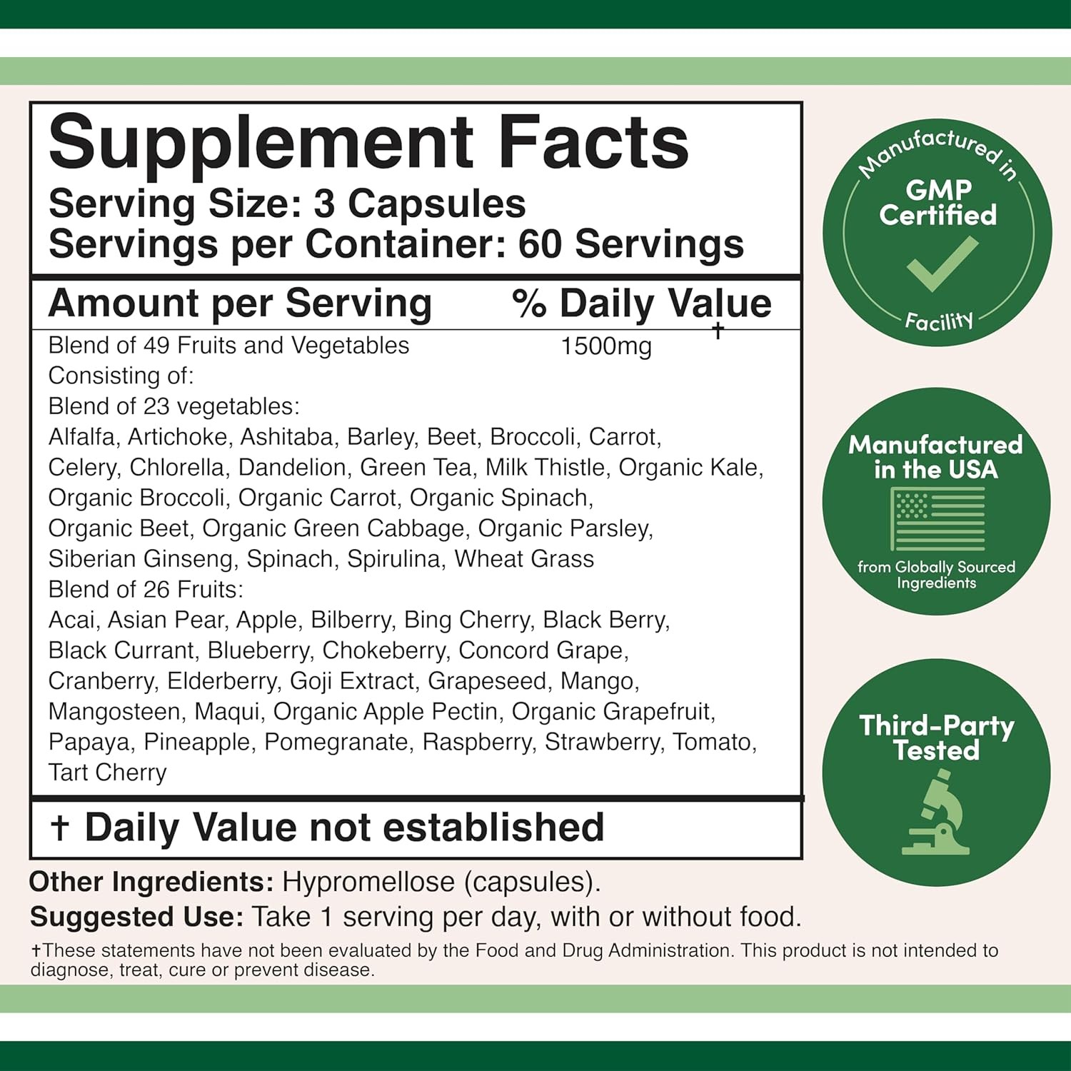 Fruits and Veggies Supplement (Daily Blend of 49 Different and…