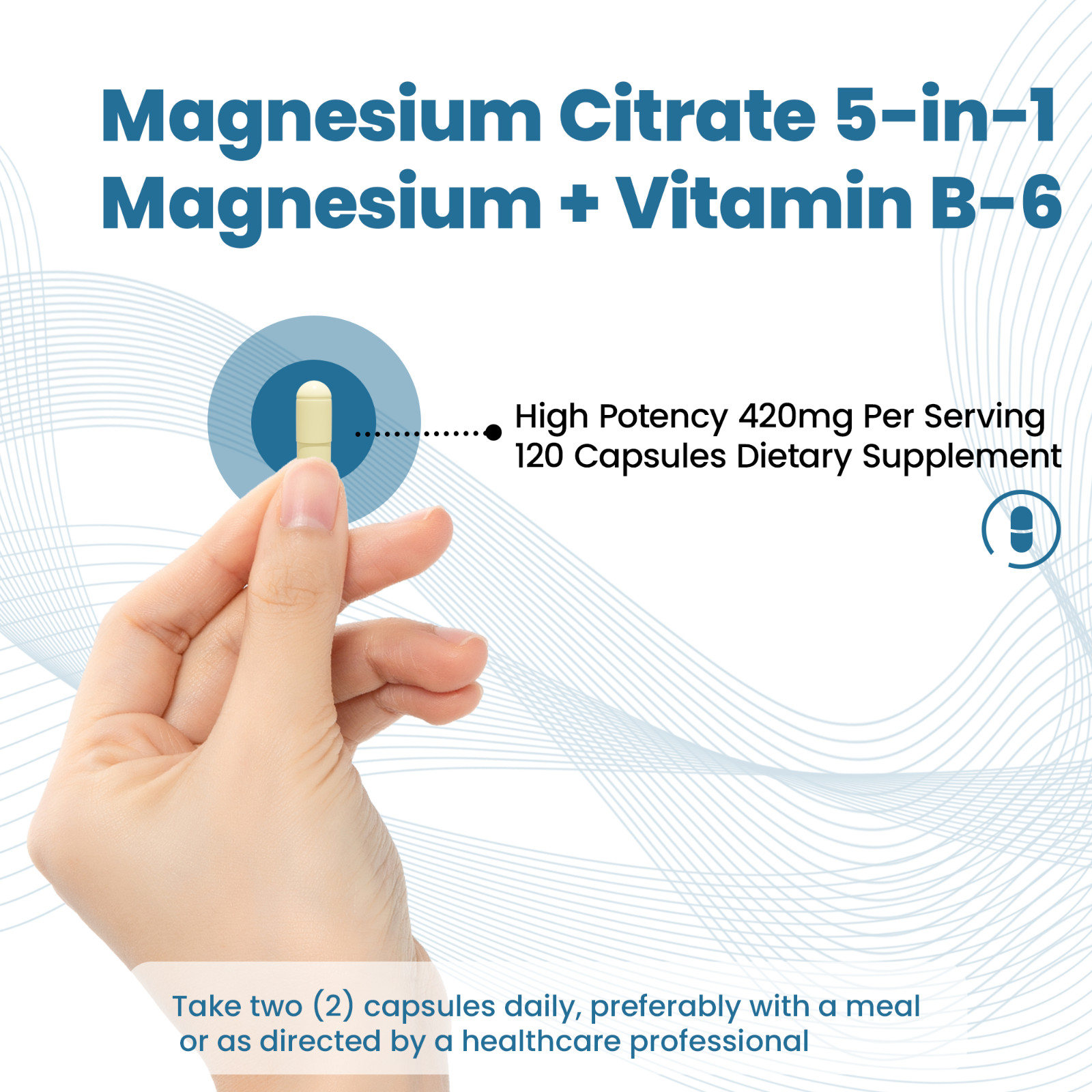 420mg 5-in-1 Magnesium Complex Supplement for Energy, Sleep & Bone Health