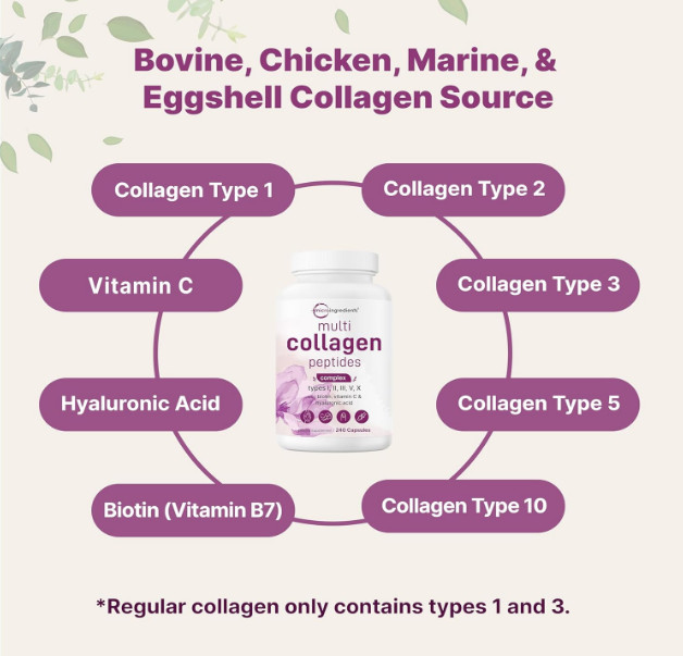 Micro Ingredients Multi Collagen Pills for Women & 240 Men, Capsules