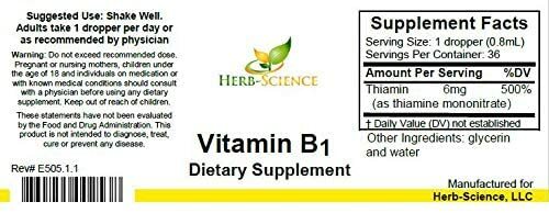Liquid Vitamin B1 Thiamine Drops, Alcohol-Free Extract – Herb-Science