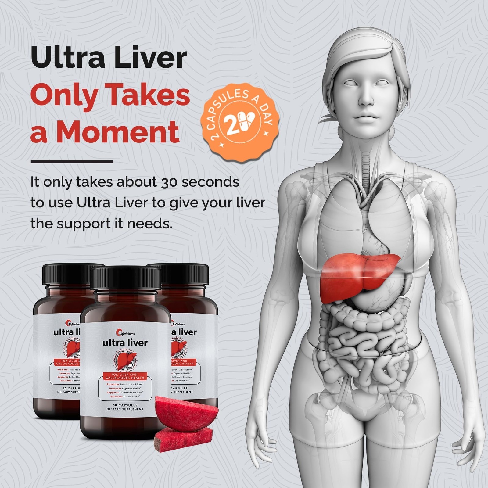 5X UpWellness Ultra Liver Supplement for Liver Support and Gallbladder Support