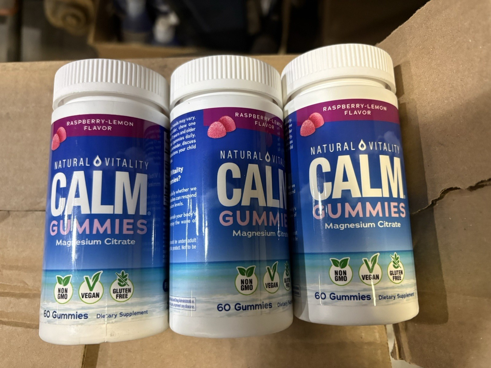 180 CALM Gummies Raspberry-Lemon Natural Vitality Magnesium Vegan Exp 05/2027