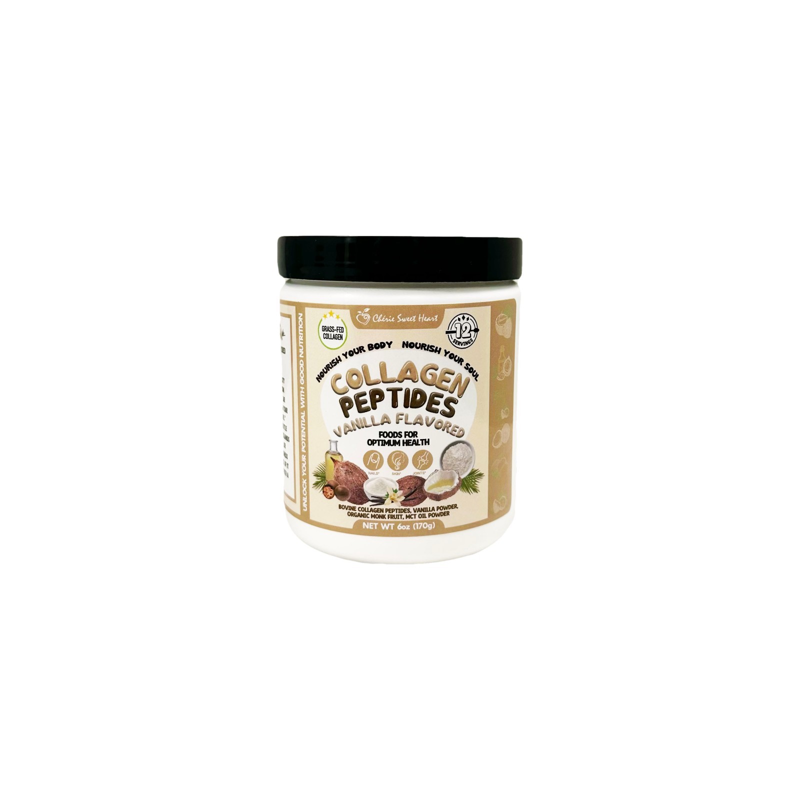 Cherie Sweet Heart Collagen Peptides Vanilla Flavored – 6 oz
