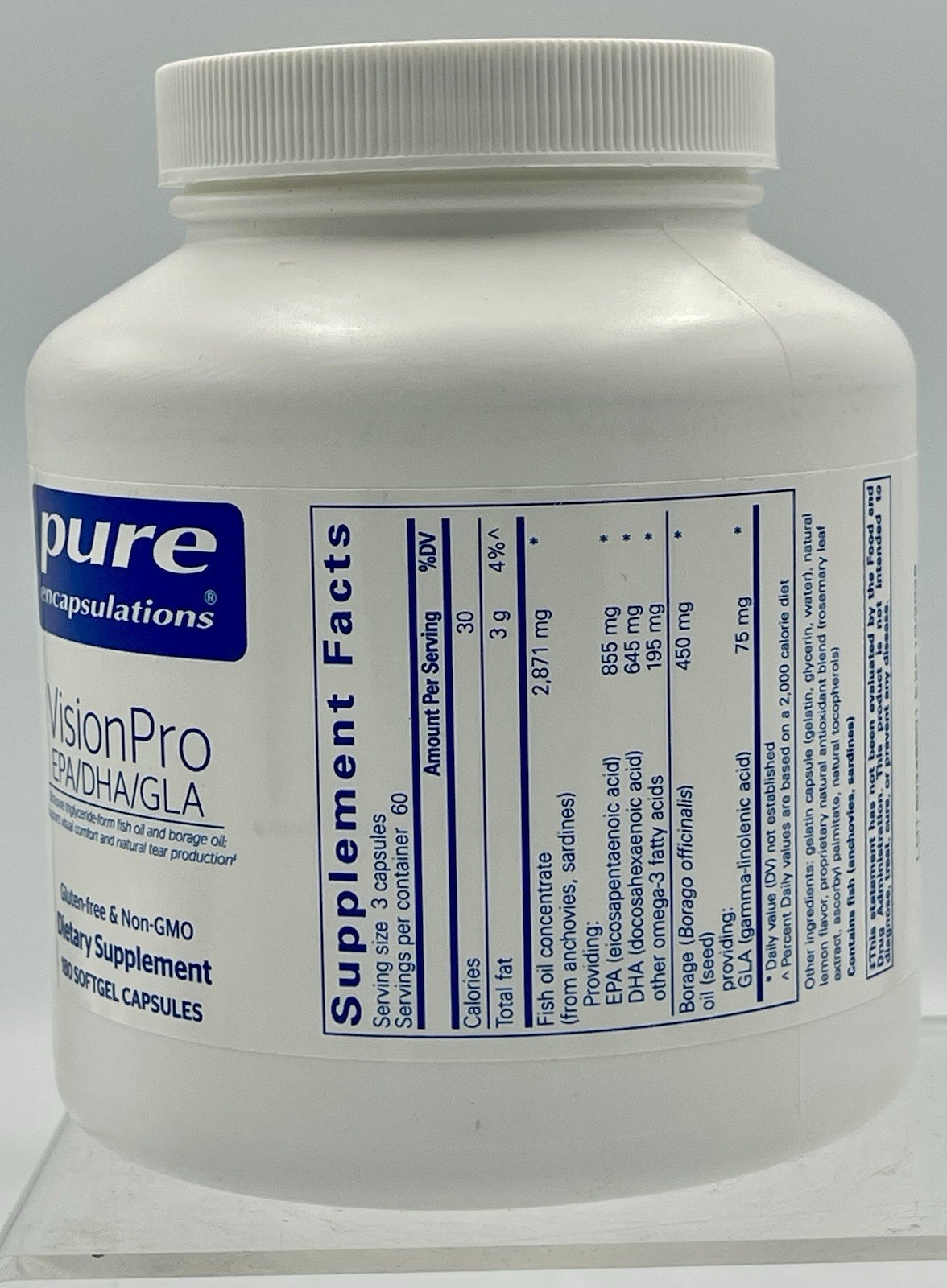 Pure Encapsulations VisionPro EPA DHA GLA Eye Health 180 Softgels EXP 10/2028