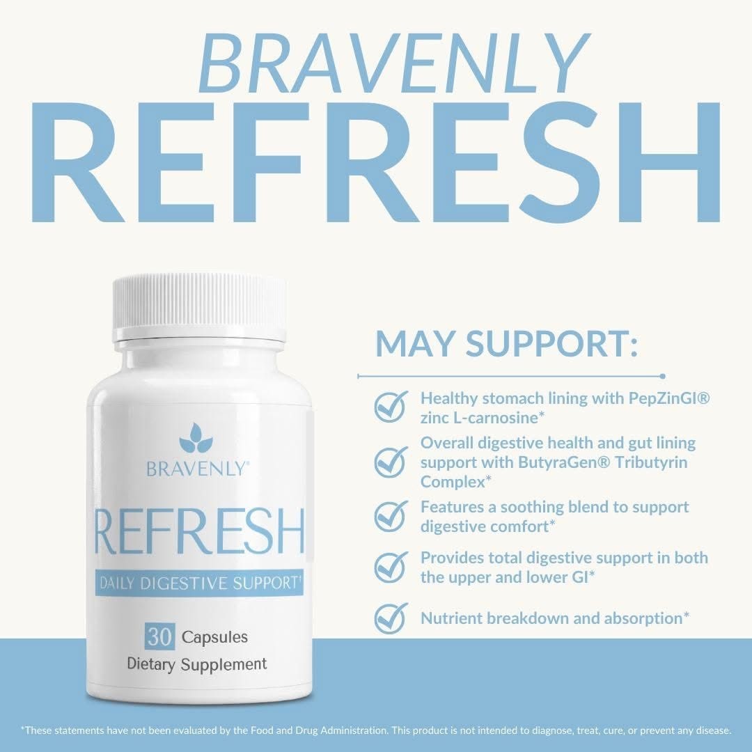 REFRESH – Digestive Comfort + Enzyme Support – 1 Bottle (30 Capsules) – NEW
