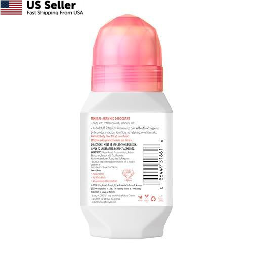Crystal Mineral Deodorant Roll-On Unscented Aluminum Free Paraben Free 2.25oz