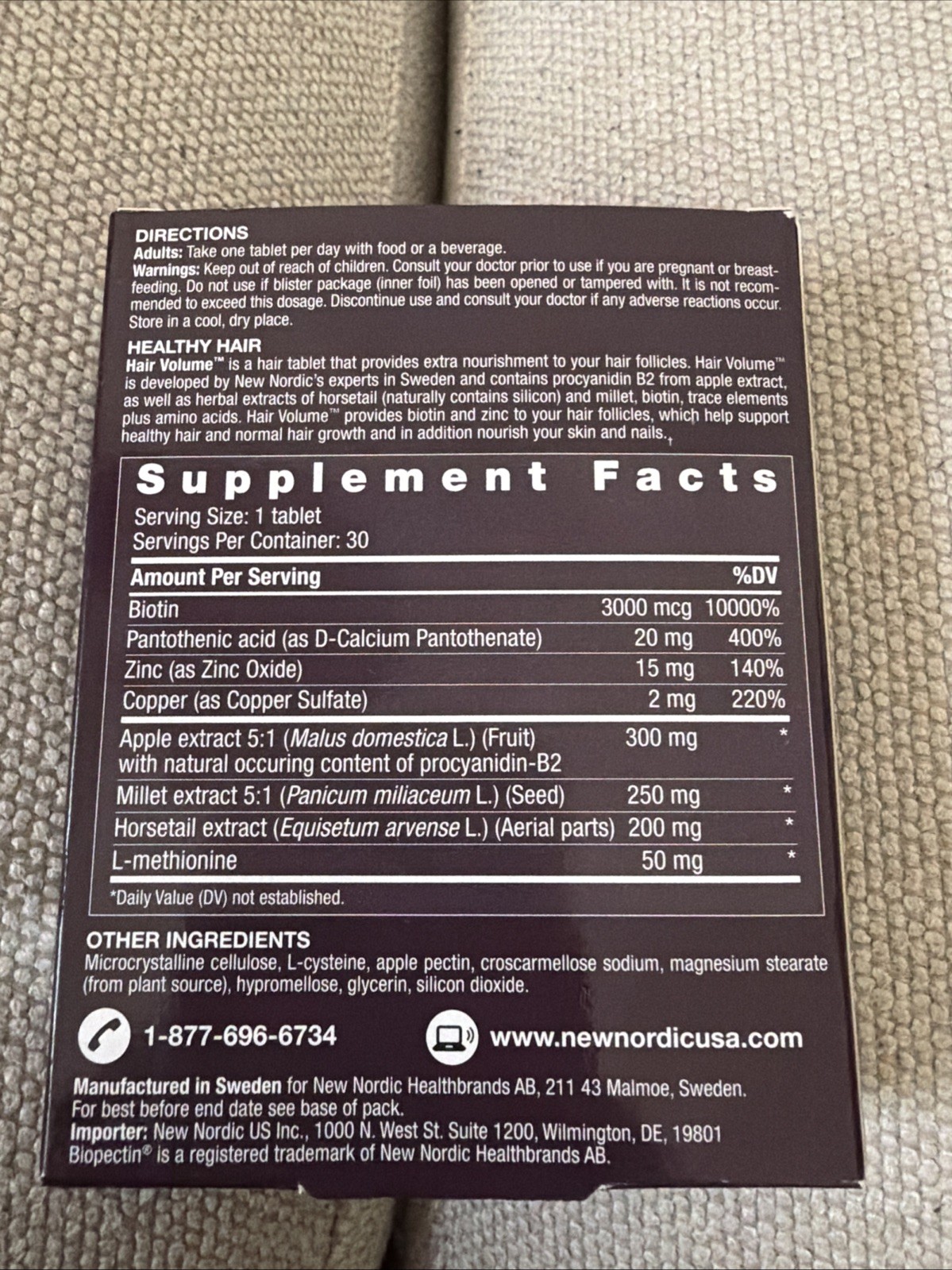 New Nordic Hair Volume Tablets – 30 Count Exp: 02/27 Made In Sweden