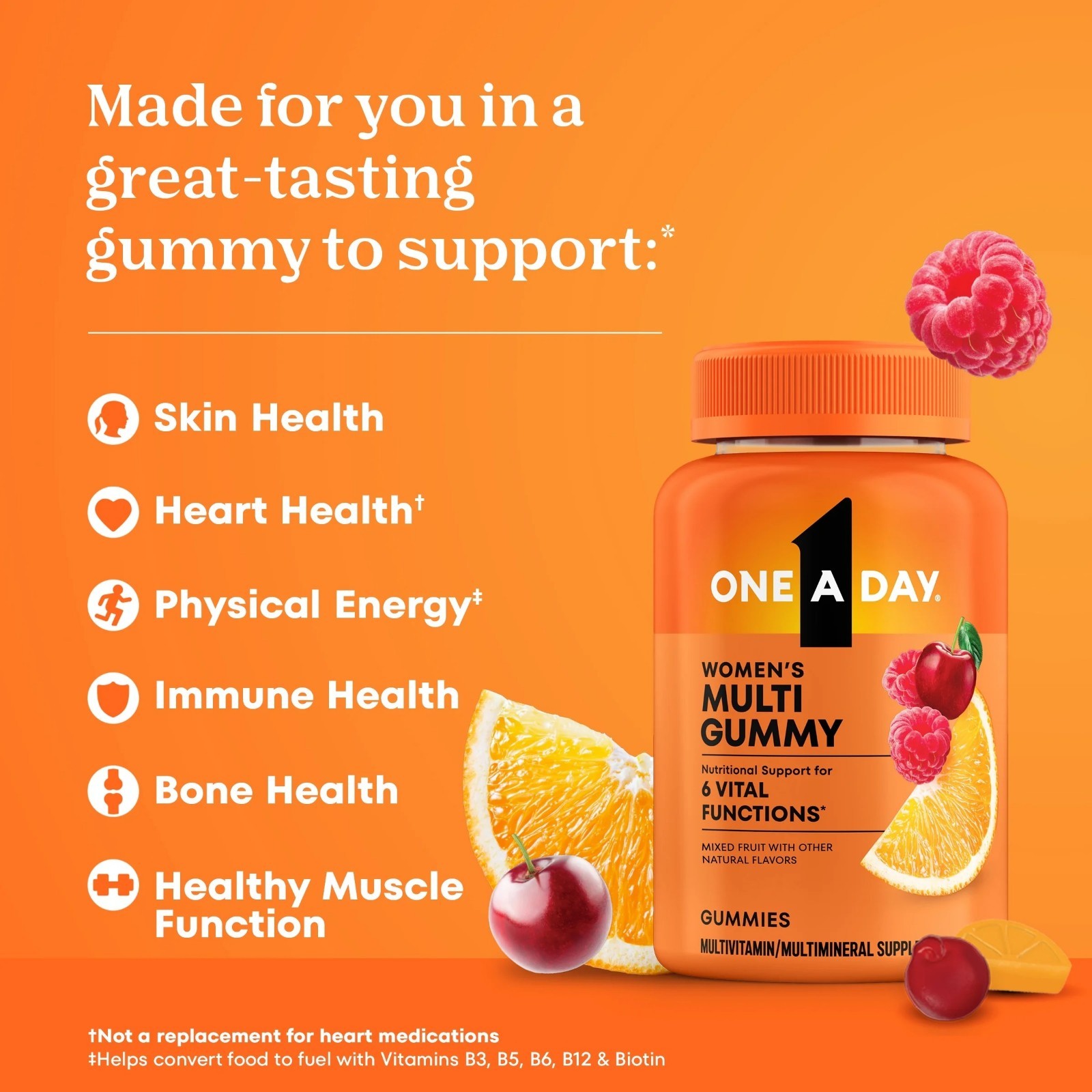 One A Day Women’s Multivitamin Gummies with B Vitamins & Biotin, 80 Count.