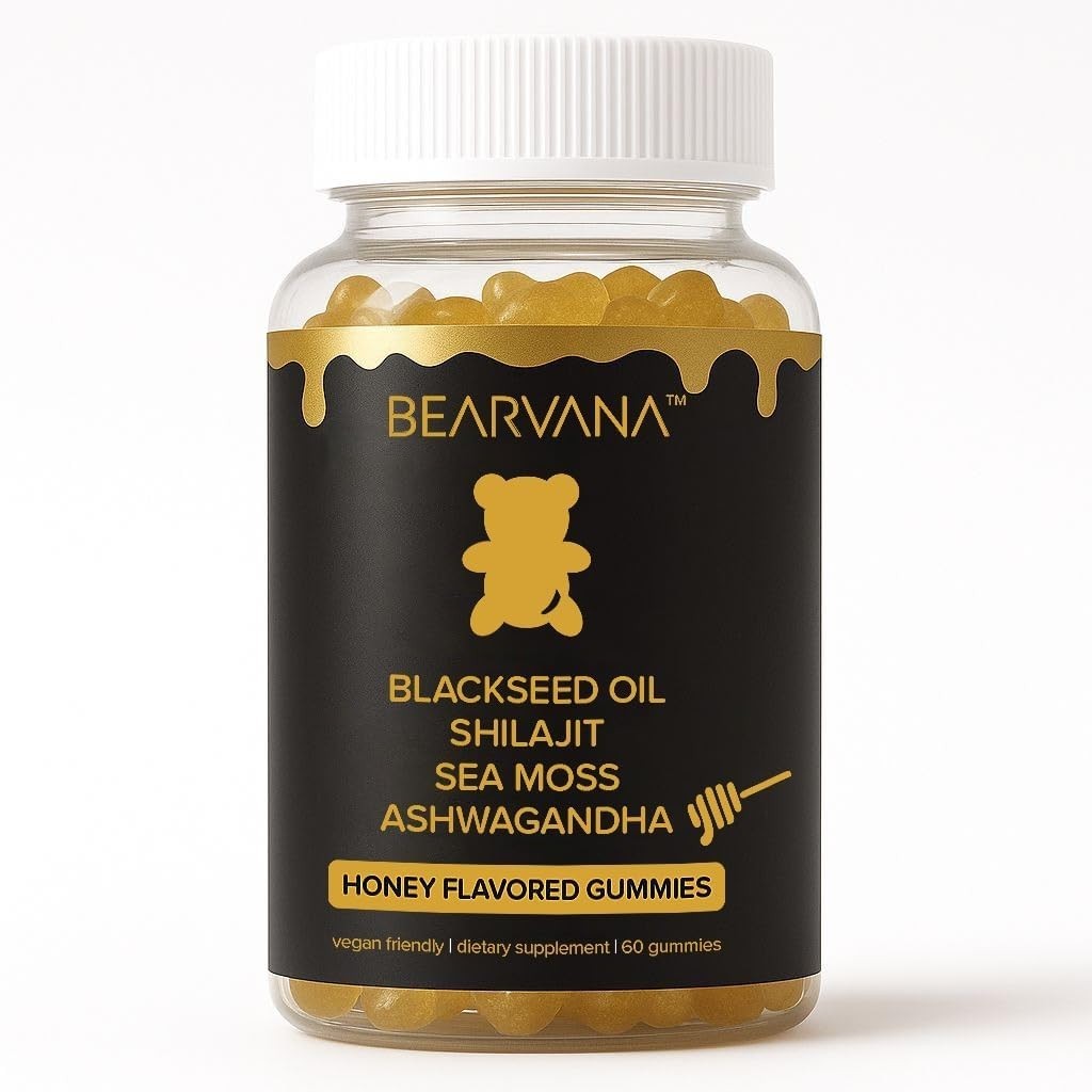 Bearvana Black Seed Oil Shilajit Sea Moss Ashwagandha Gummies 60 Ct Vegan