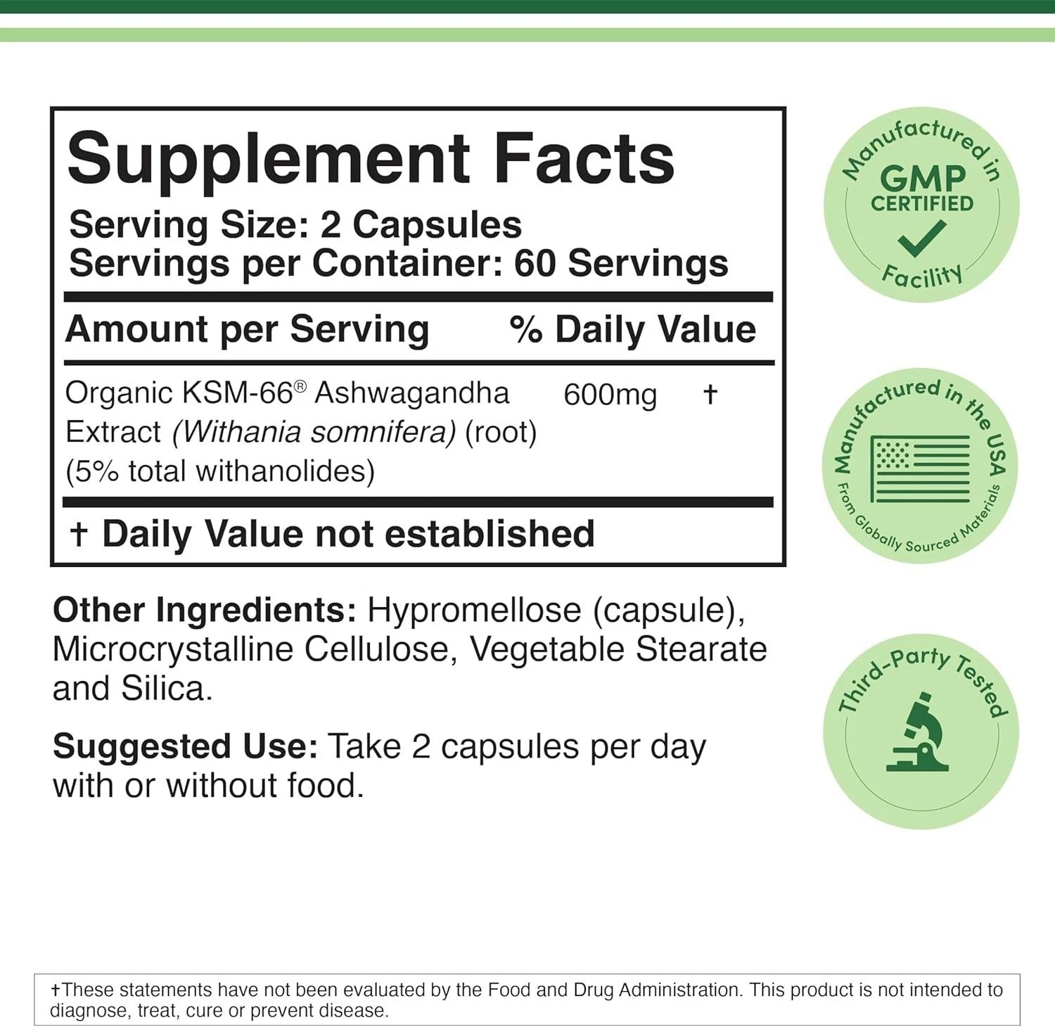 Double Wood Supplements Ashwagandha KSM 66 Organic and Clinically Studied Ext…