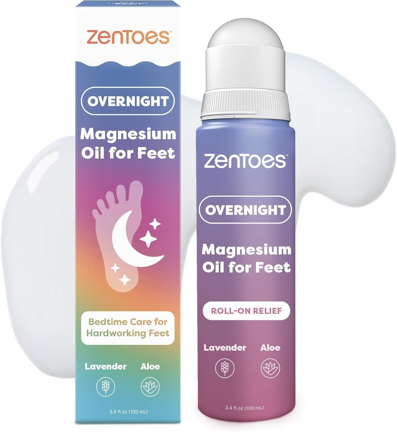ZenToes Overnight Magnesium Foot Oil – Roll-on Relief – 3.4 fl oz