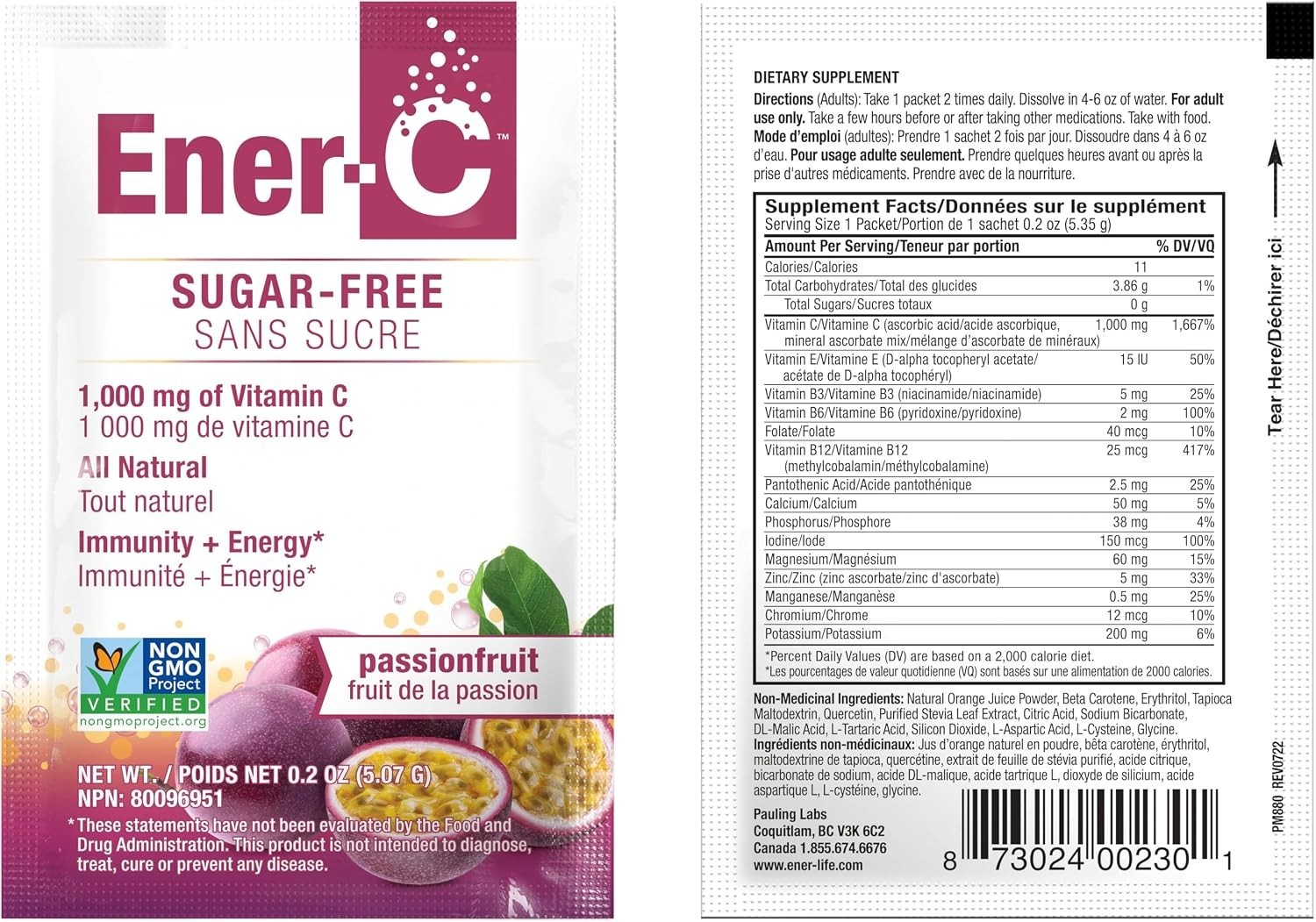 NEW Ener C Sugar Free Vitamin C Drink Mix Zero Sugar Free 30 Packets