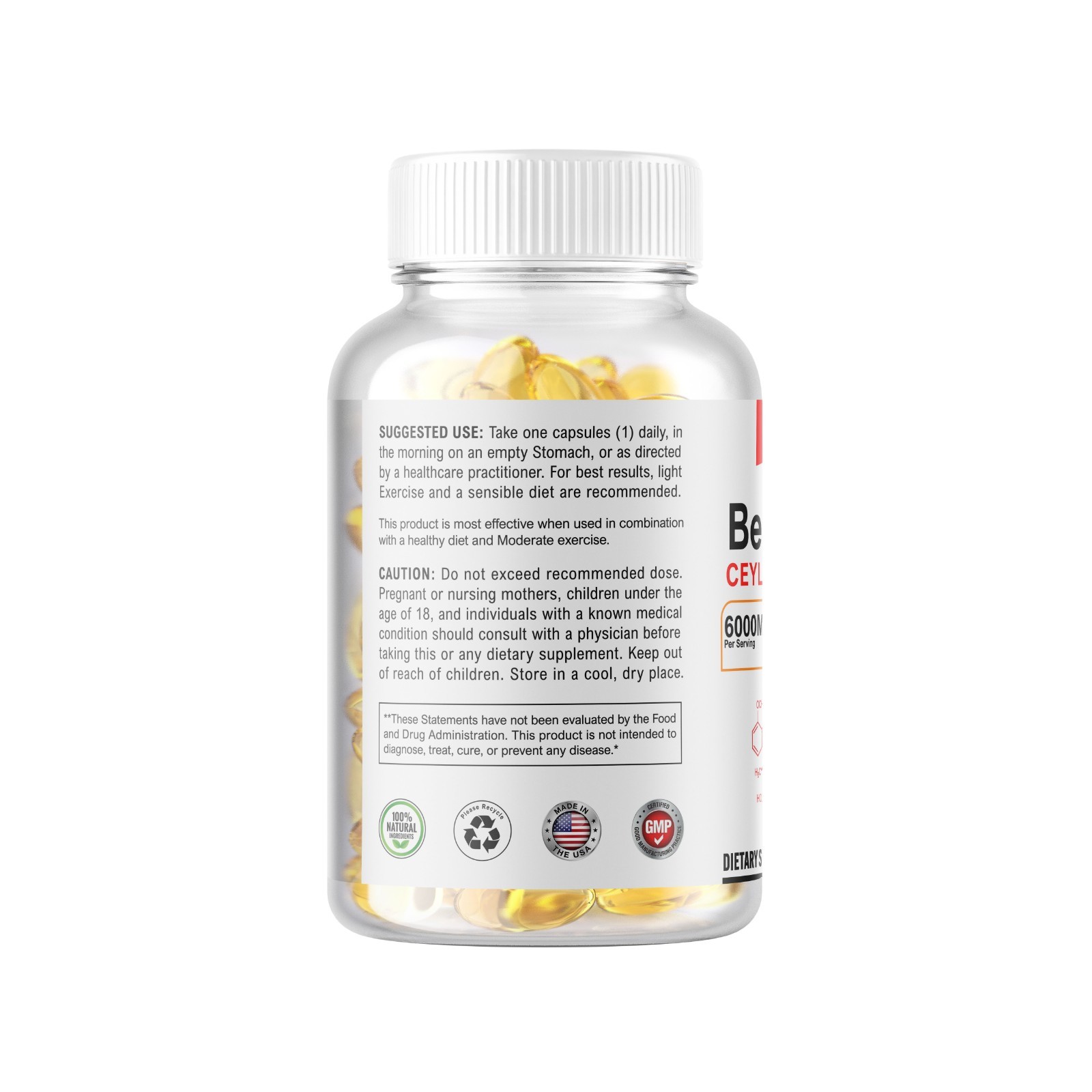 Berberine 5000mg with Ceylon Cinnamon 500 Softgels USA MADE FREE SHIPPING