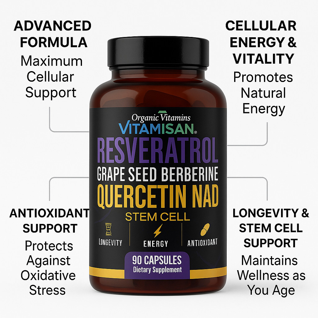 Resveratrol NAD 90 Capsules Natural Antioxidant, Anti Aging, Anti Inflammatory