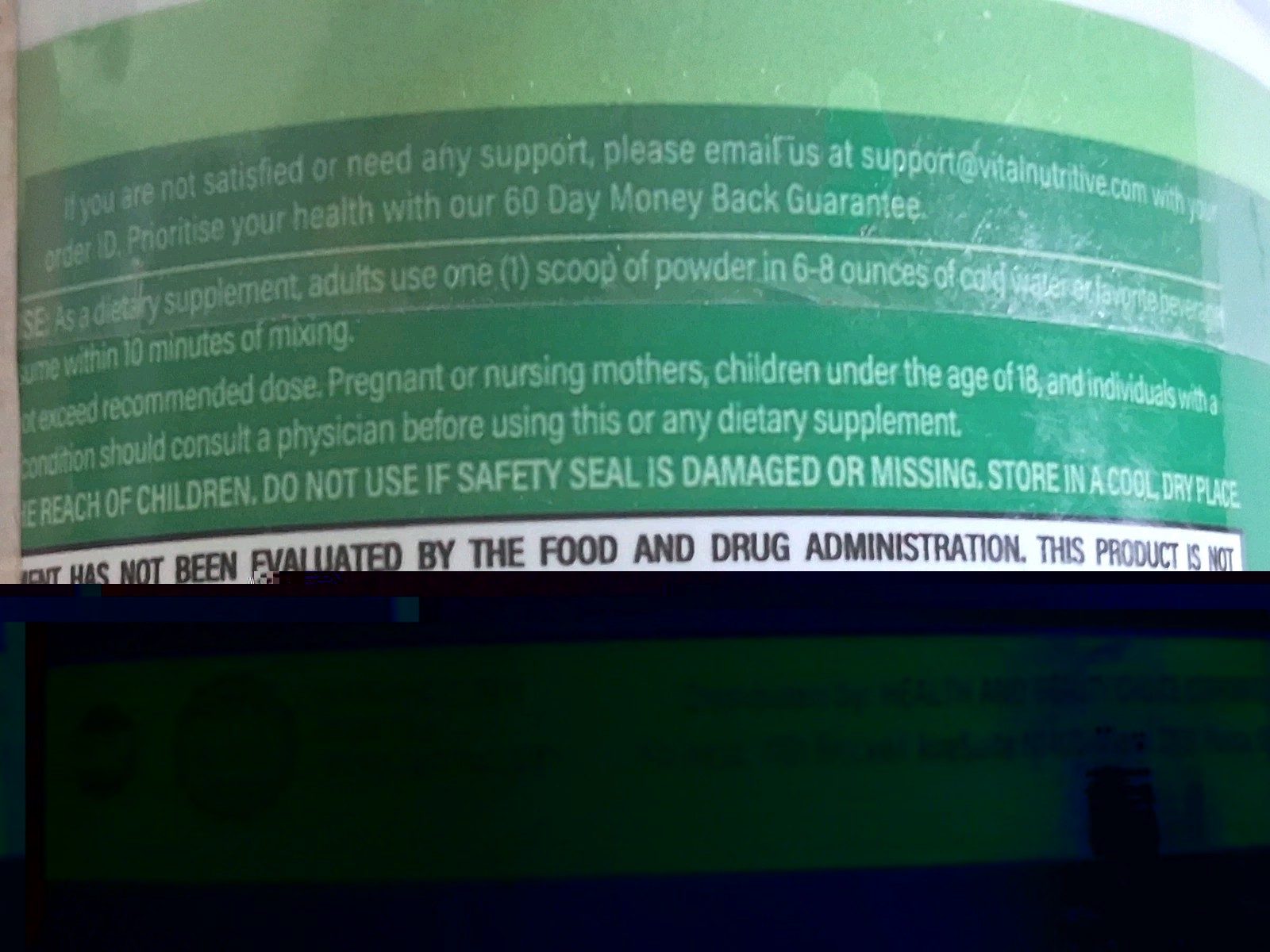 VITAL NUTRITIVE VITAL SUPERGREENS 4.44oz. 30 DAY SUPPLY(POWDER) ENERGY, DETOX