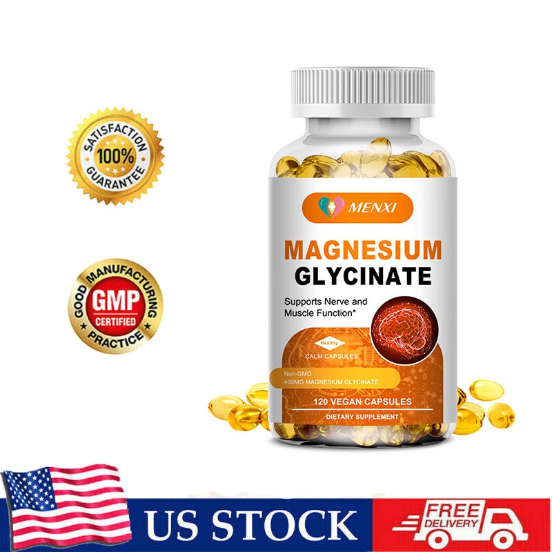 120 Capsules Magnesium Glycinate 400mg – For Sleep, Stress Relief Support Bone