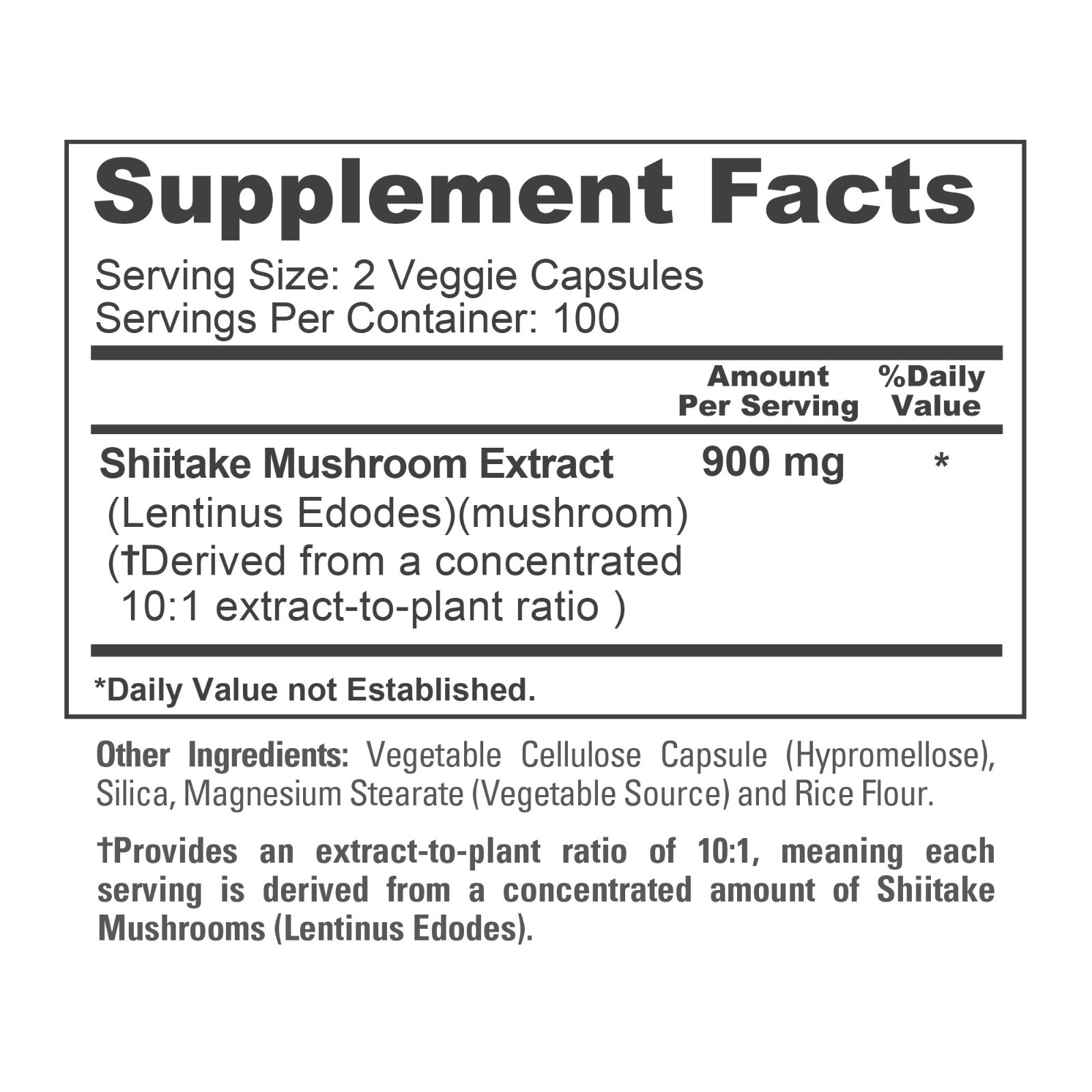 NusaPure Shiitake Mushroom Extract 9000mg 200 Veggie Capsules (Non-GMO & Glut…