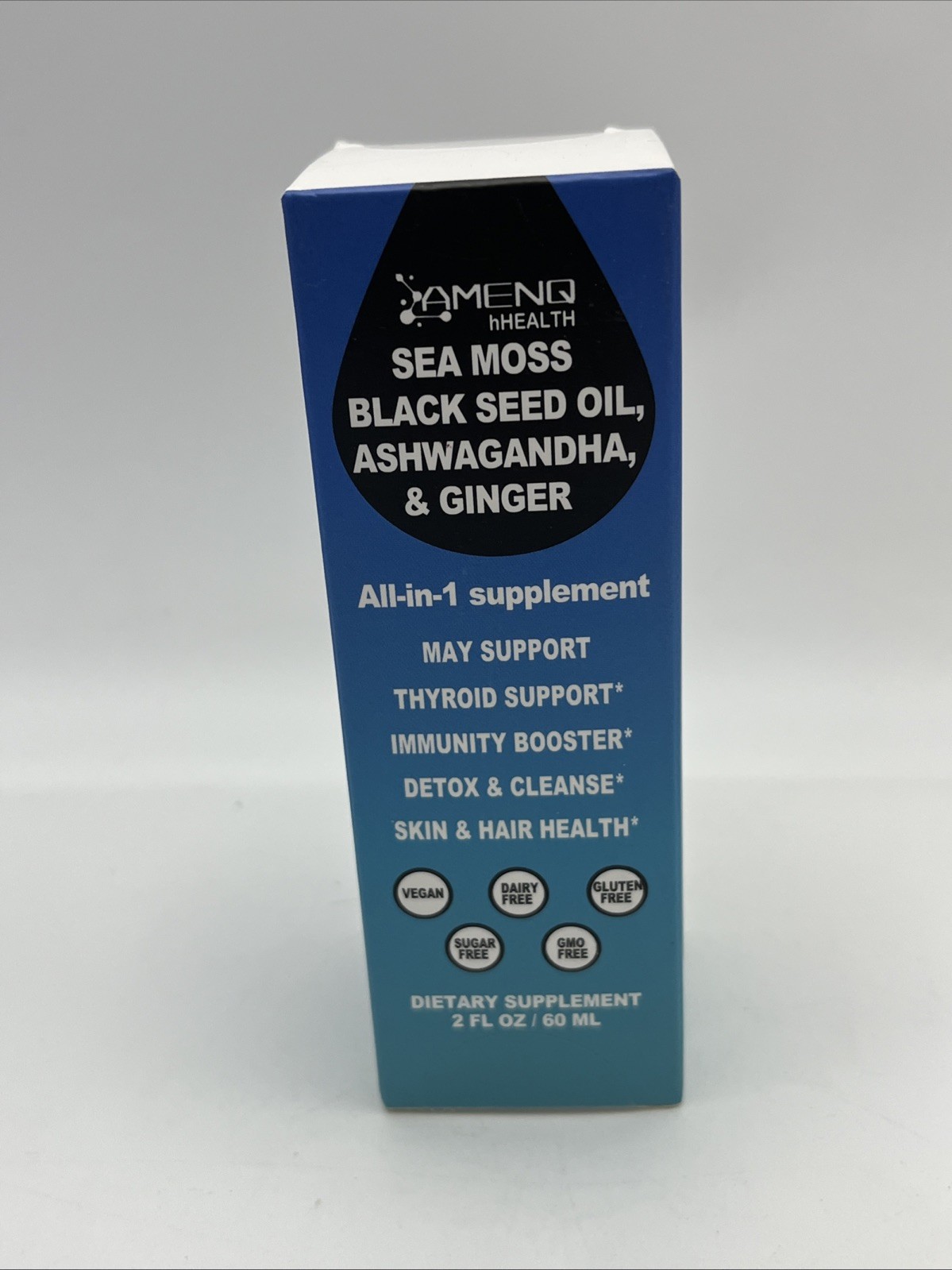 Amenq Health Sea Moss Black Seed Oil Ashwagandha & Ginger Drops 2 fl oz 60ml