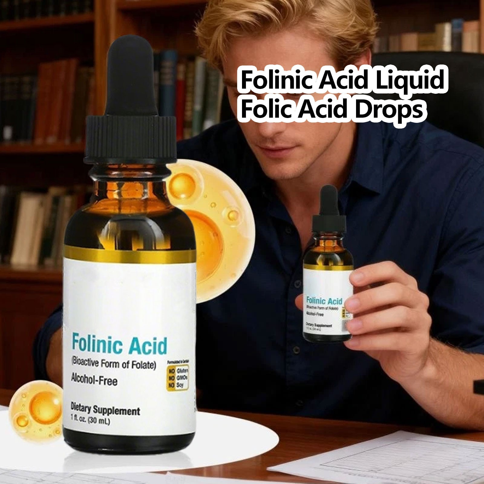 3 Folinic Set Acid Supplement 3-Pack, 1 Fl Oz (30ML) Alcohol-Free Health Adults