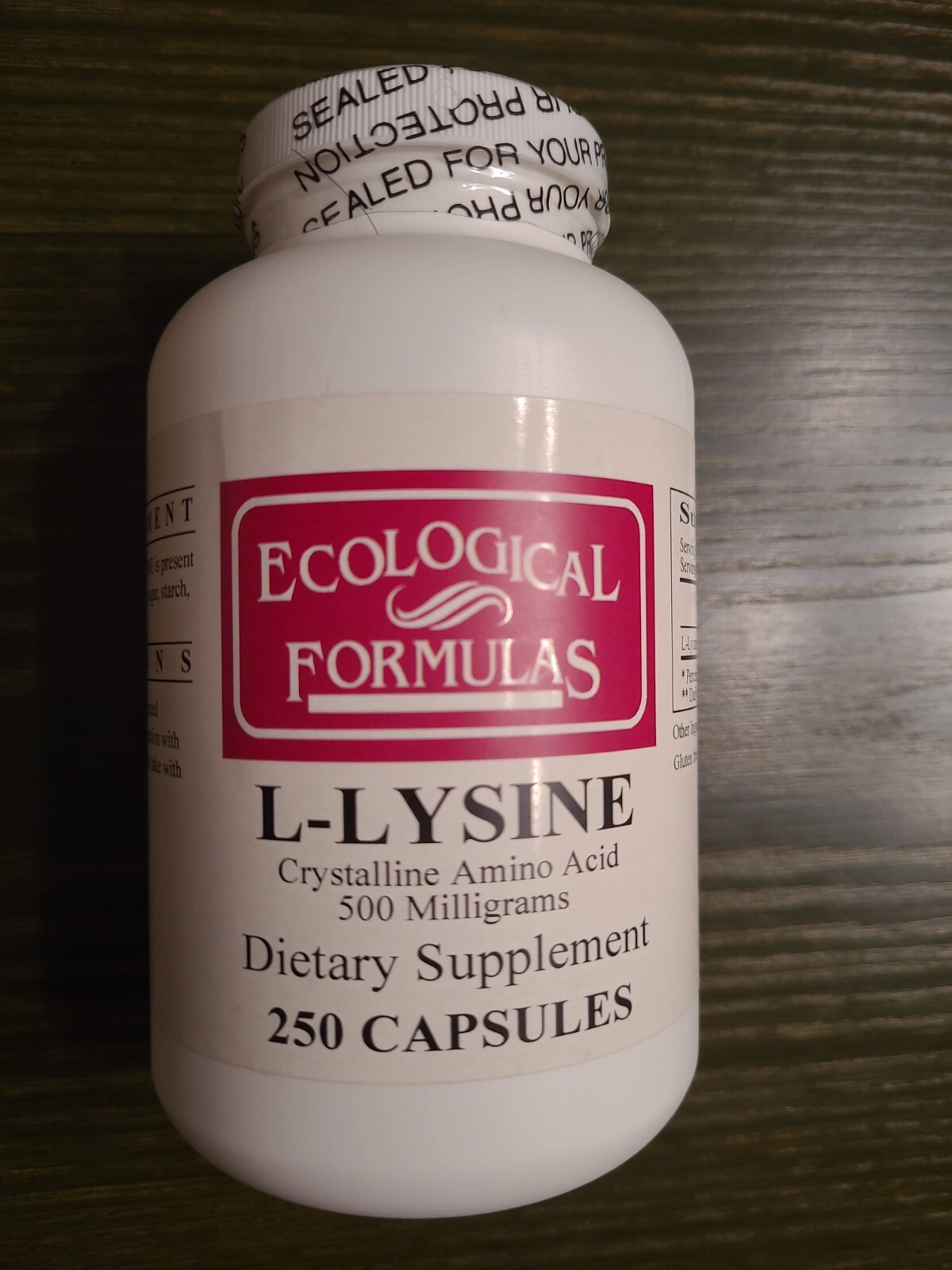L-Lysine 500mg Purest Form Of Crystalline Amino Acid .. 250 Dietary Supplements