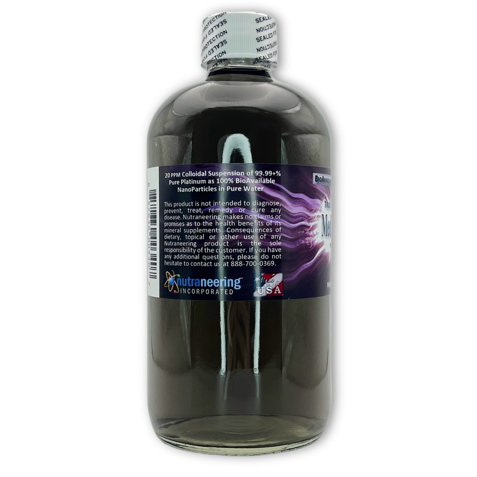 MediPLATINUM™ Gut Booster True Colloidal Platinum PtNP Nutrient: 500 mL in Glass