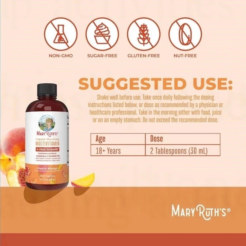 2X Mary Ruth’s Liquid Morning Multivitamin +Hair Growth 15oz Sealed Women Health